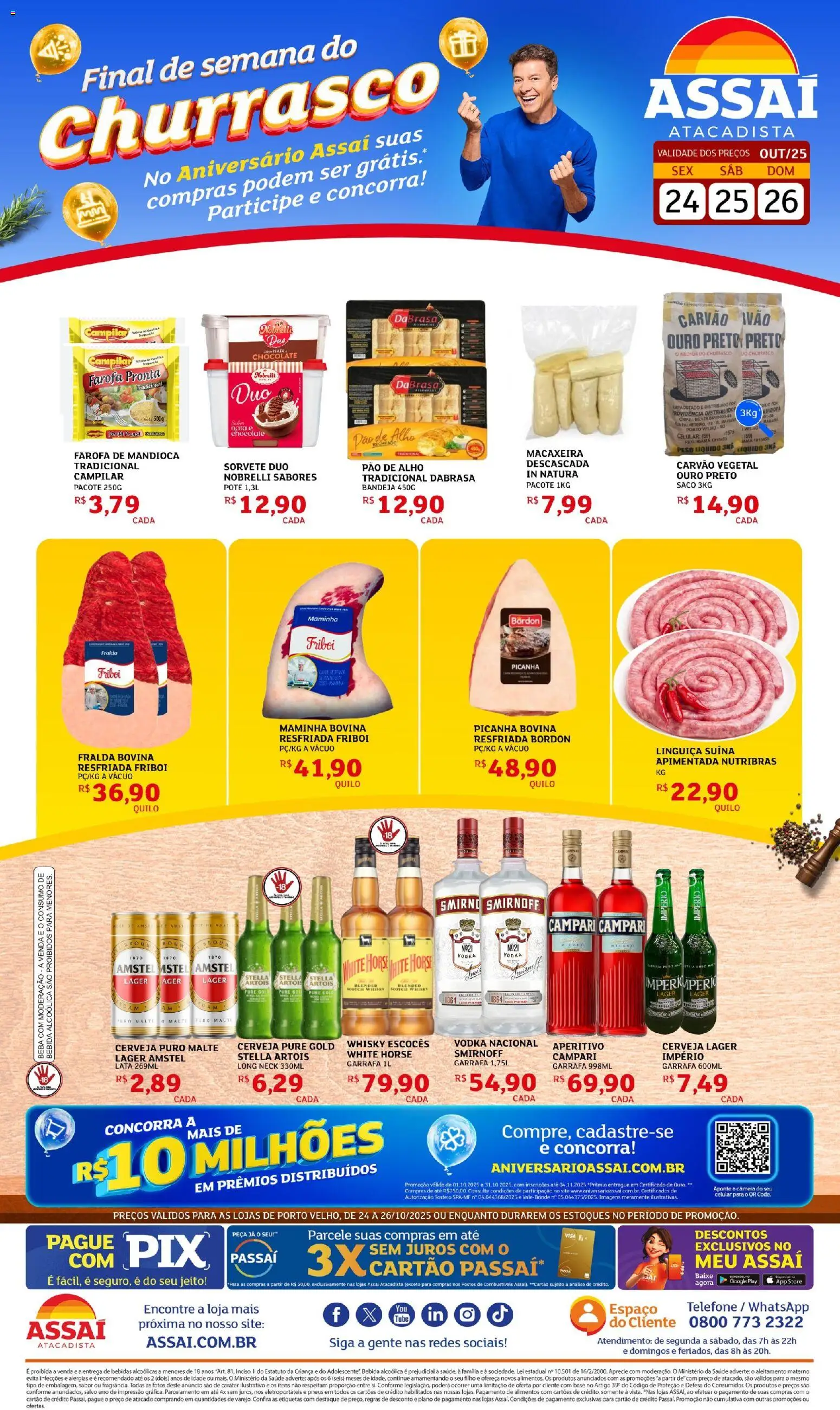 Assaí Atacadista Folheto - válido de 24.10.2025 | Página: 1 | Produtos: Macaxeira, Cerveja, Nata, Farofa