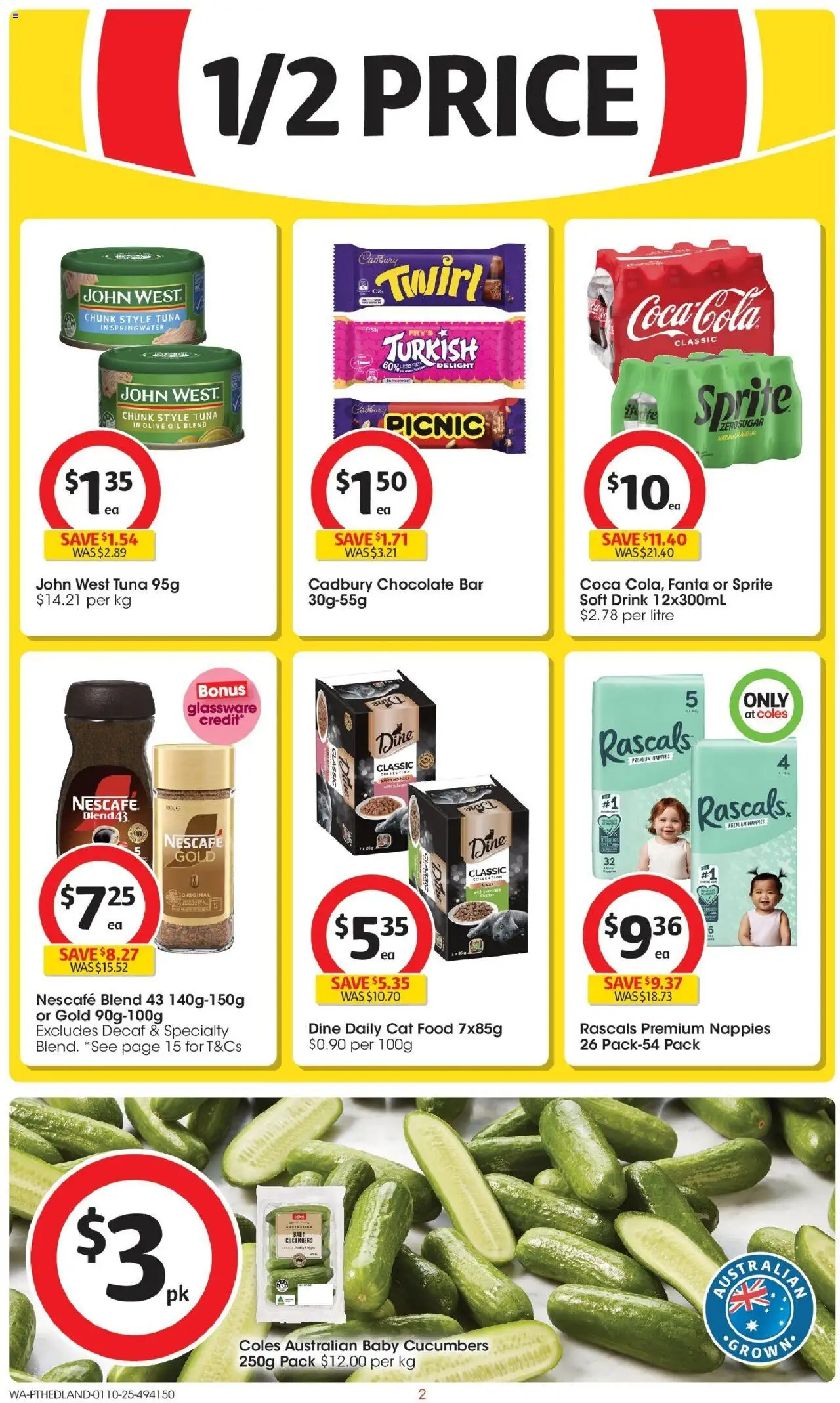 Coles catalogue - valid from 01.10.2025 | Page: 2 | Products: Chocolate, Nappies, Olive oil, Cucumbers
