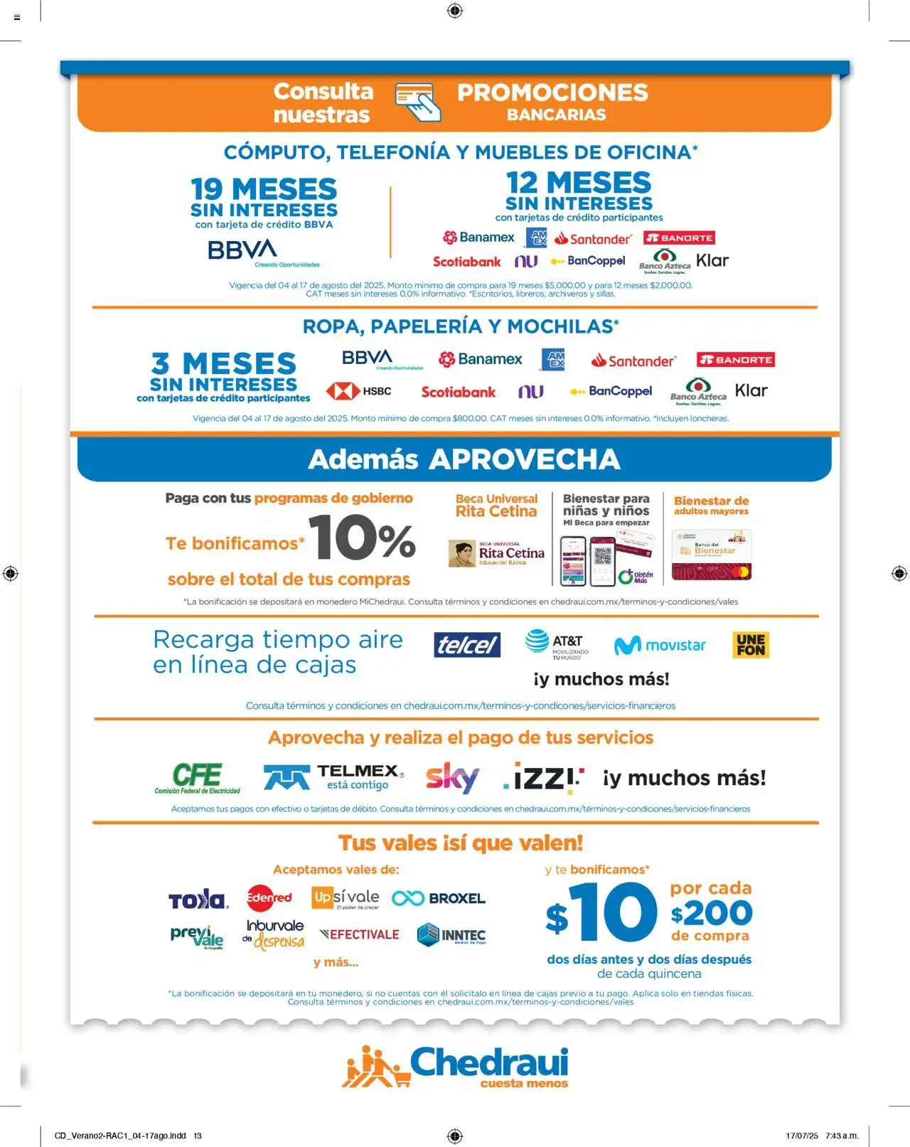 Nuevas ofertas de Chedraui válidas en toda la República Mexicana desde el 04.08.2025. ¡Encuentra las mejores ofertas en Chedraui - Promociones! | Página: 13 | Productos: Monedero, Banco, Despensa, Té