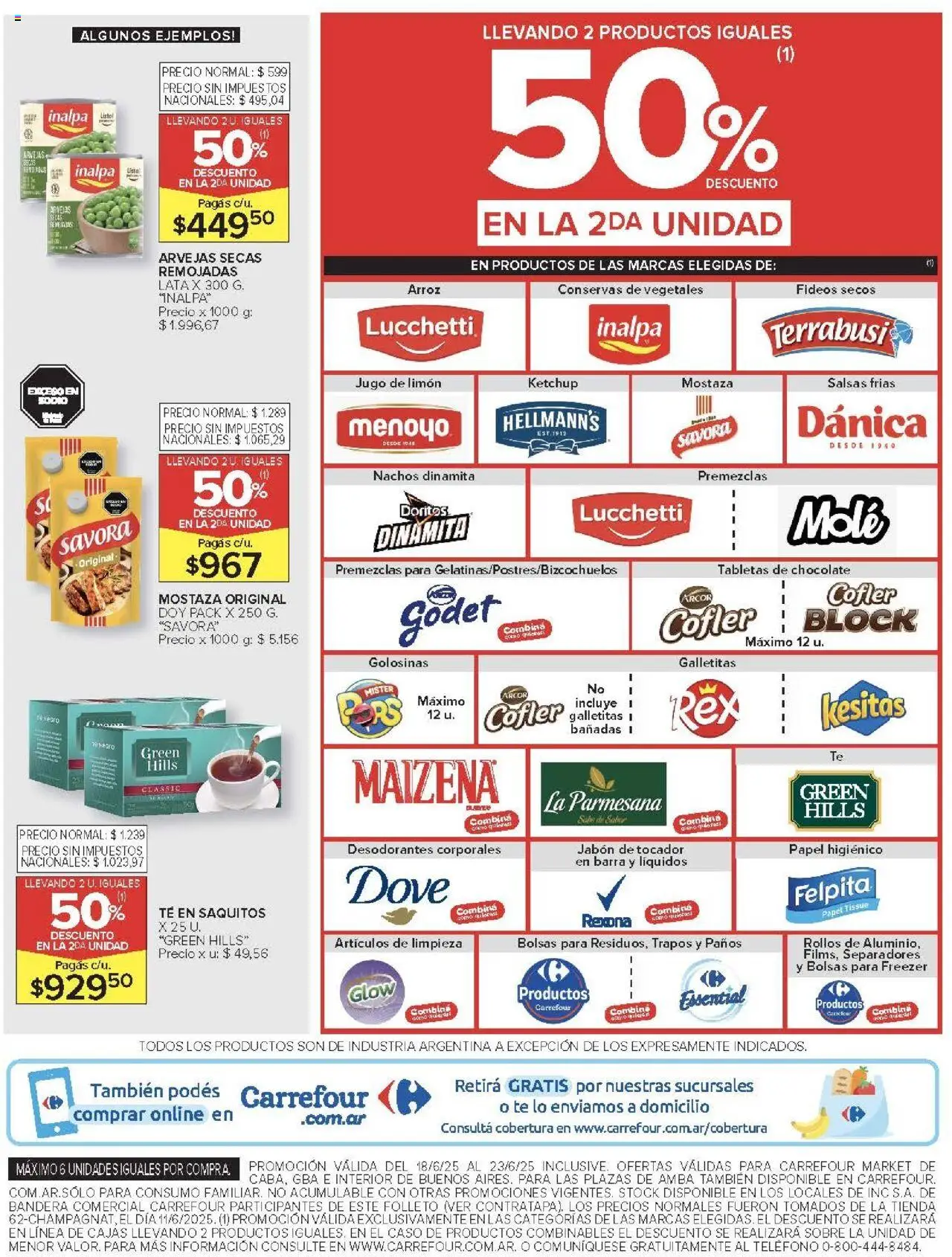 Carrefour Market catálogo │ válido desde el 18.06.2025 | Página: 4 | Productos: Papel higiénico, Galletitas, Arvejas, Chocolate
