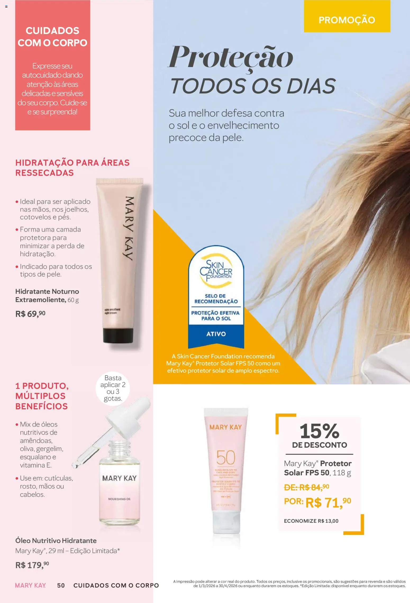 Mary Kay Folheto - válido de 01.03.2026 | Página: 50 | Produtos: Protetor solar, Óleo