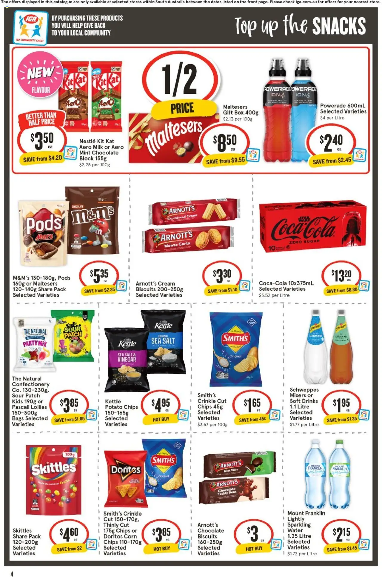 IGA catalogue - valid from 13.08.2025 | Page: 5 | Products: Lollies, Chips, Cream, Biscuits