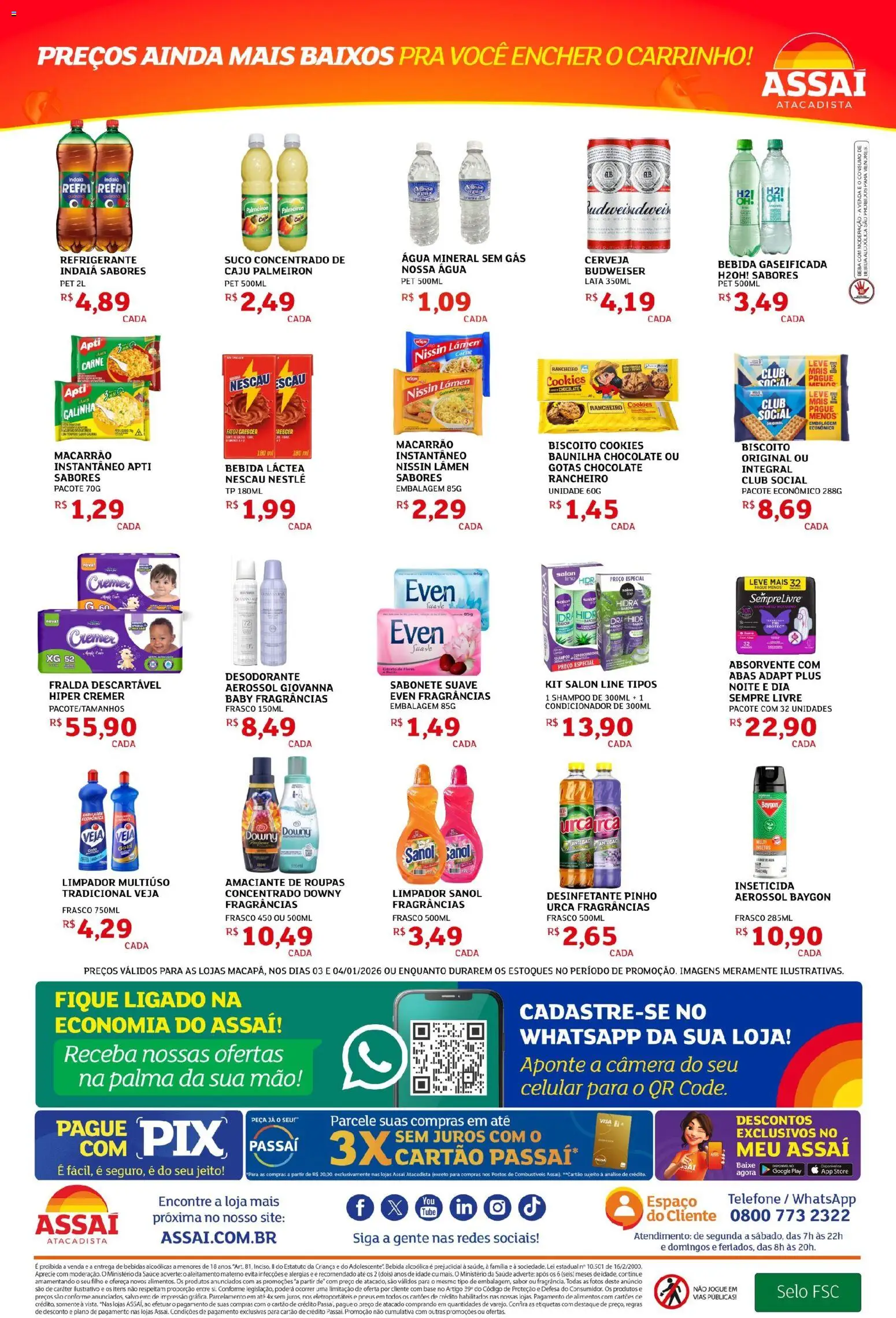 Assaí Atacadista Folheto - válido de 03.01.2026 | Página: 2 | Produtos: Limpador multiuso, Desodorante, Amaciante de roupas, Macarrão