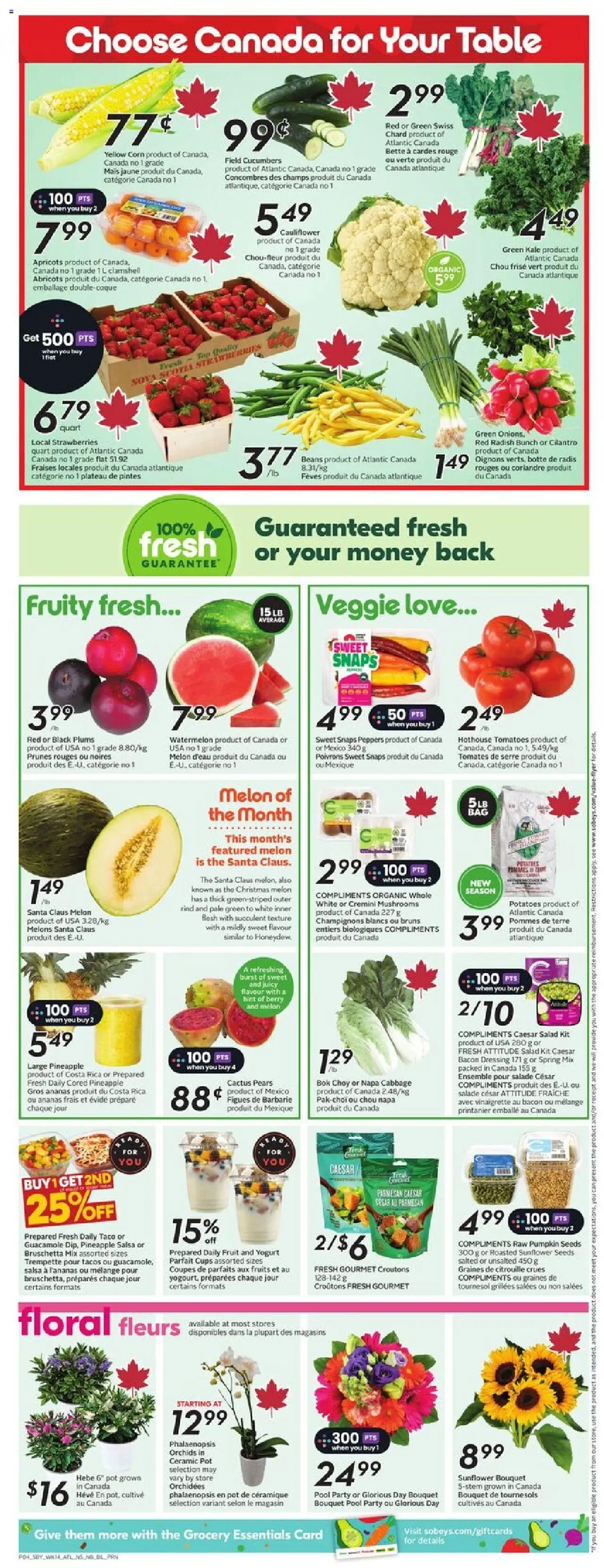 Sobeys flyer valid from 31.07.2025 | Page: 7 | Products: Strawberries, Cucumbers, Salad, Yogurt
