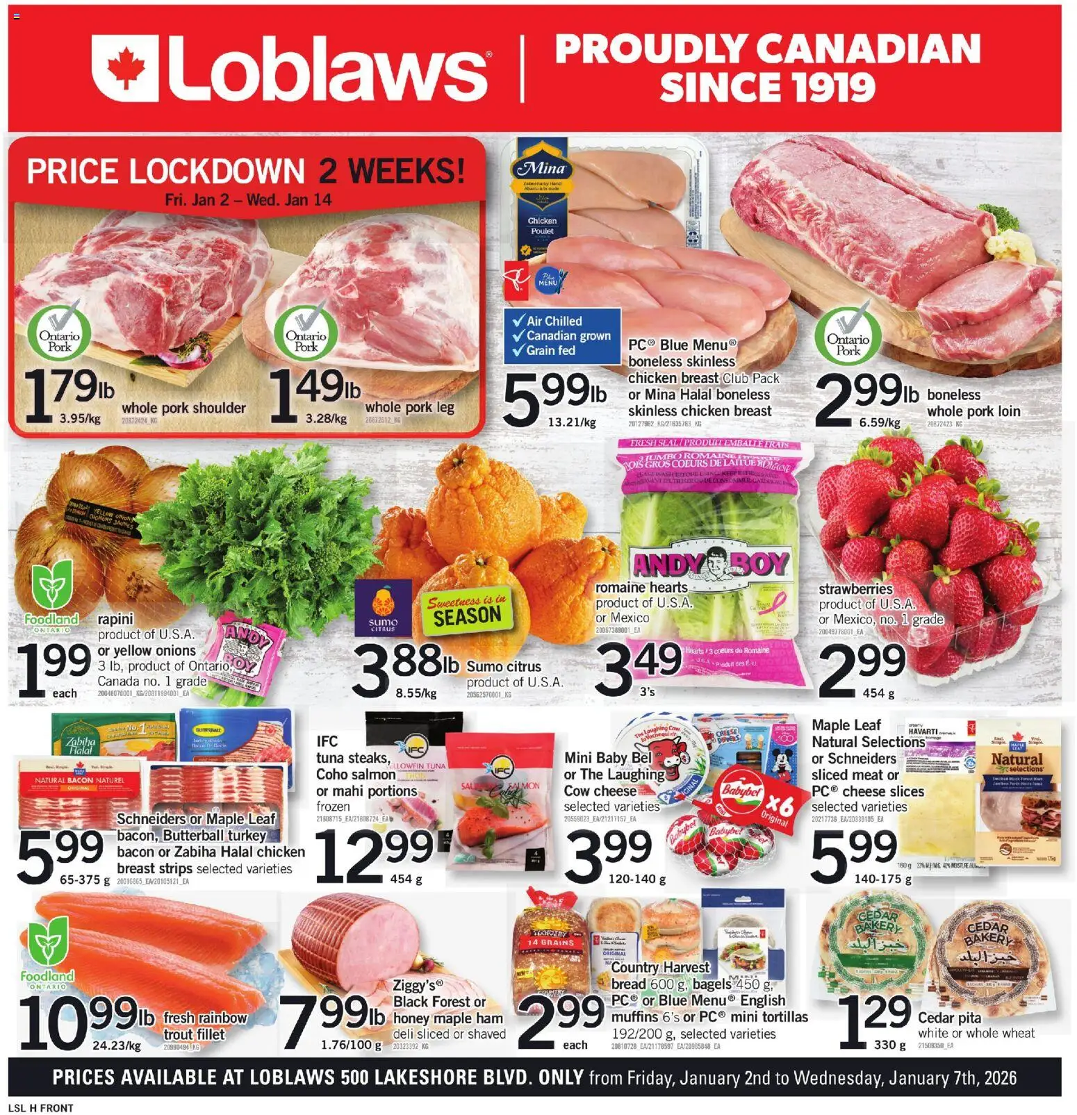 Loblaws flyer valid from 01.01.2026 | Page: 1 | Products: Turkey, Bakery, Cheese, Pork