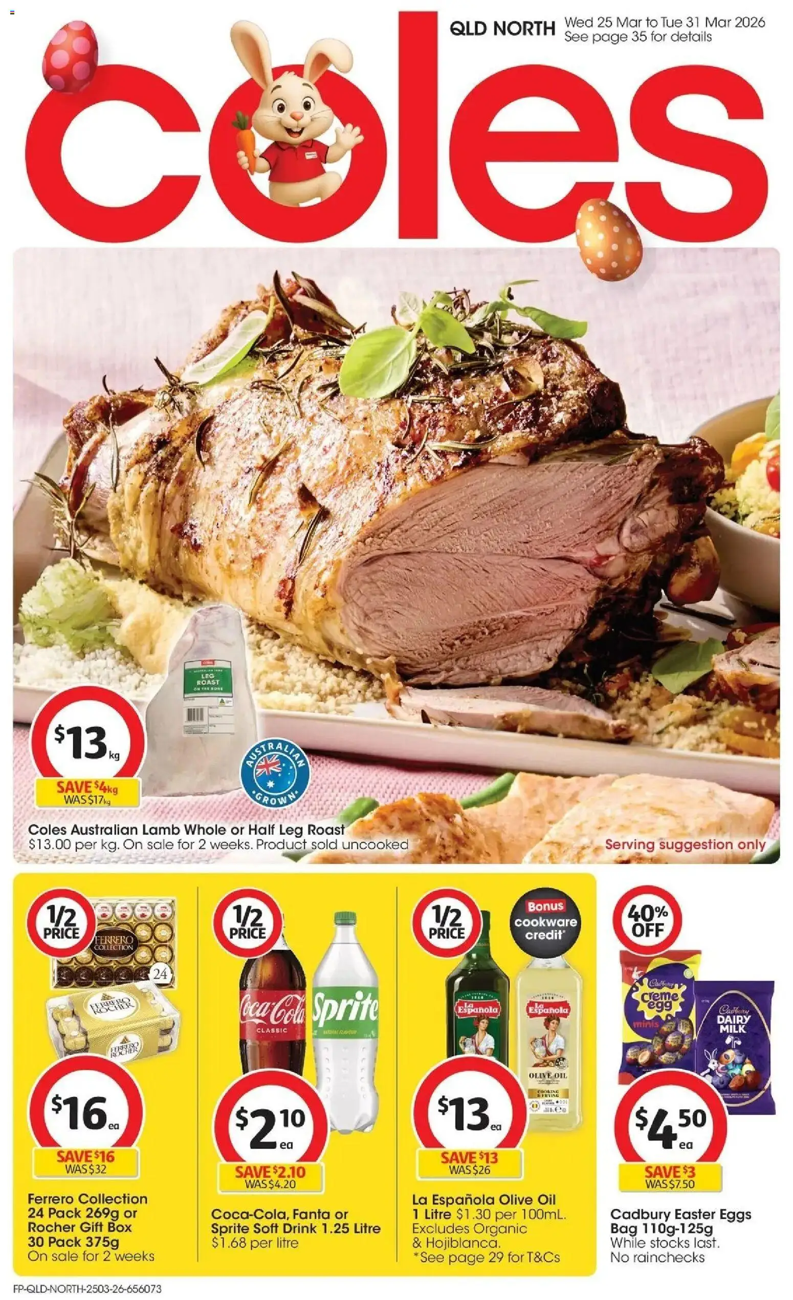 Coles catalogue - valid from 25.03.2026 | Page: 1 | Products: Box, Oil, Cookware, Bag