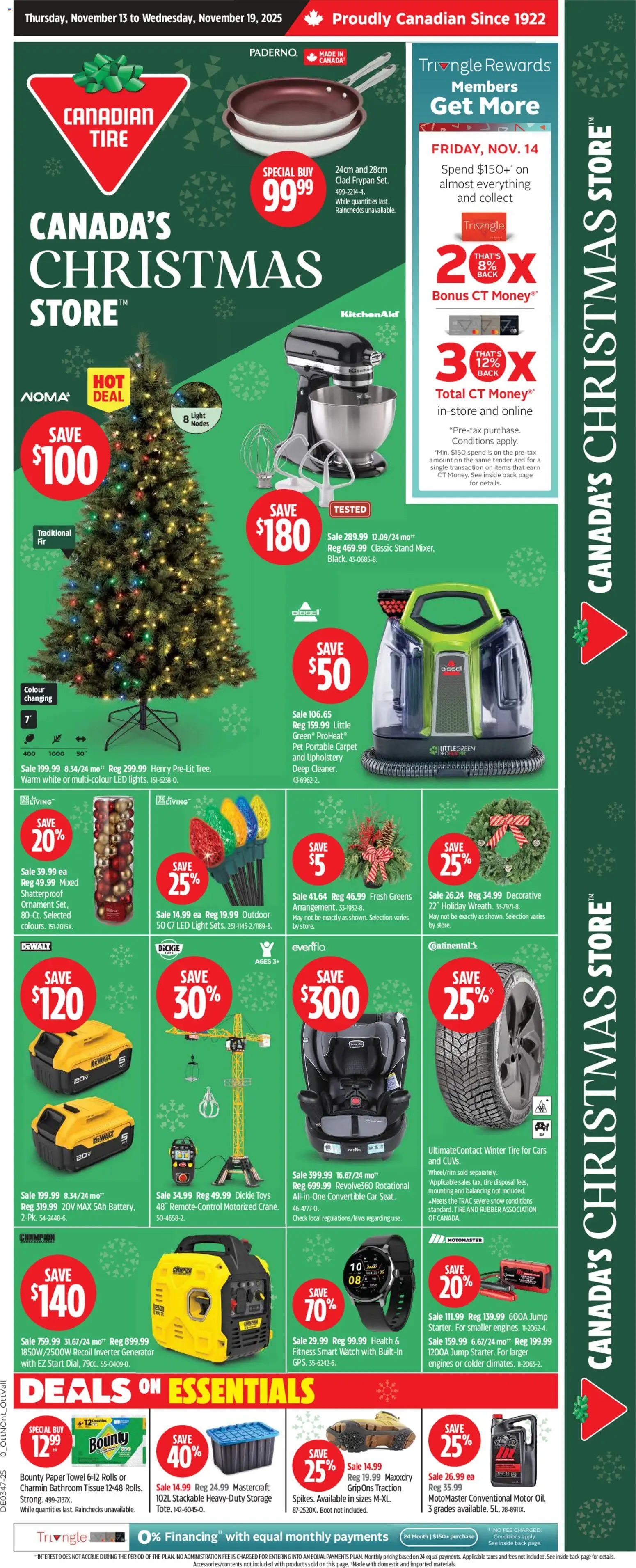 Canadian Tire flyer valid from 13.11.2025 | Page: 1 | Products: Watch, Carpet