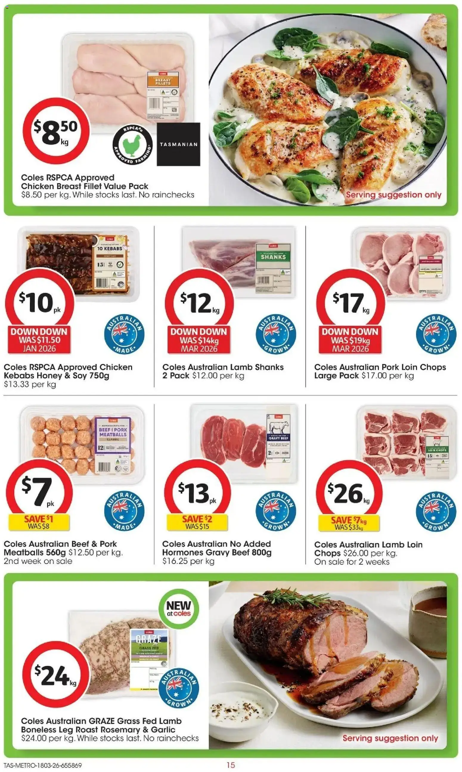 Coles catalogue - valid from 18.03.2026 | Page: 15 | Products: Grass, Honey, Chicken, Pork