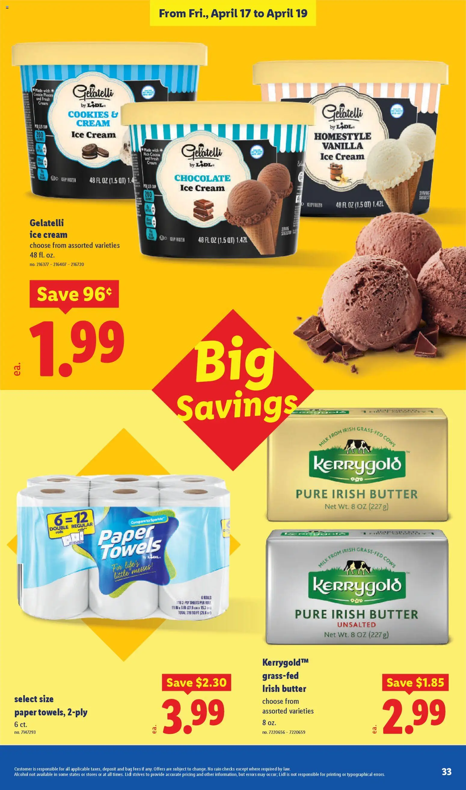 Lidl Weekly Ad - valid from 15.04.2026 | Page: 33 | Products: Milk, Butter, Cream, Bag