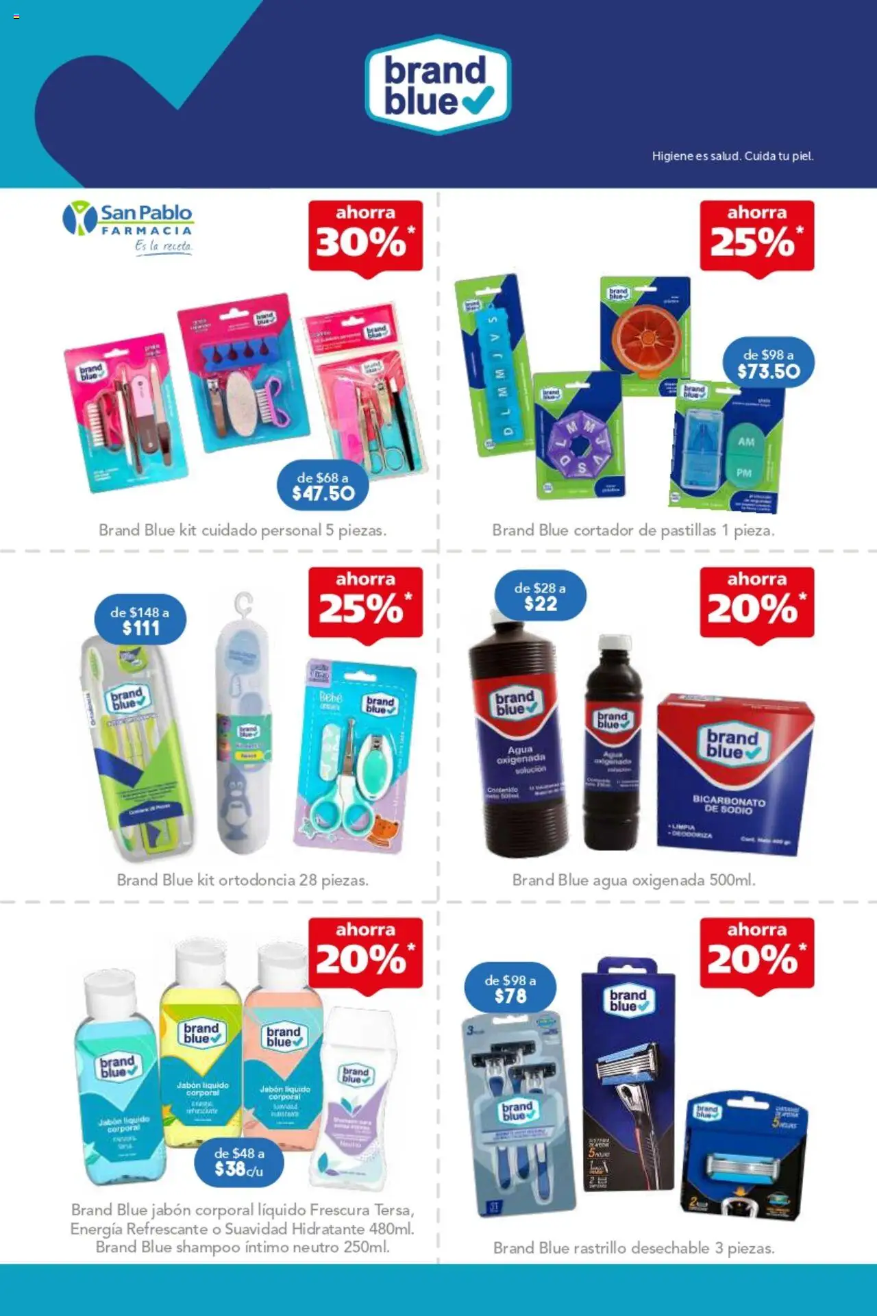 Nuevas ofertas de Farmacia San Pablo válidas en toda la República Mexicana desde el 14.09.2025. ¡Encuentra las mejores ofertas en Farmacia San Pablo - Catálogo! | Página: 5 | Productos: Agua oxigenada, Rastrillo, Agua, Cortador