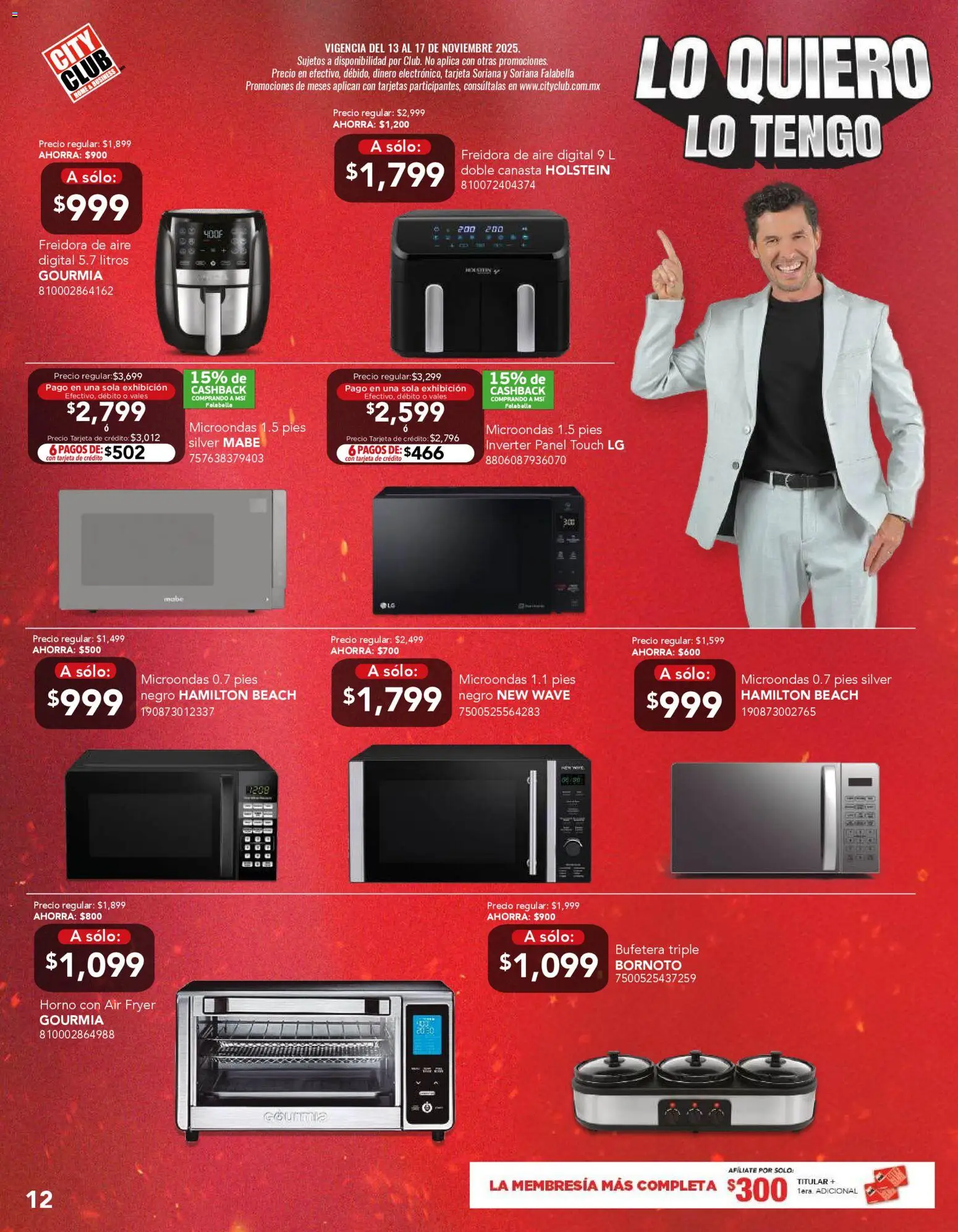 Nuevas ofertas de City Club válidas en toda la República Mexicana desde el 12.11.2025. ¡Encuentra las mejores ofertas en City Club Buen Fin! | Página: 12 | Productos: Freidora de aire, Microondas, Freidora, Canasta