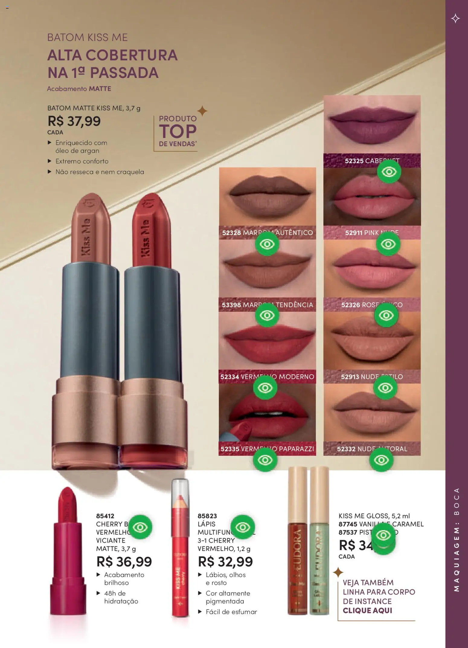 Eudora Folheto - válido de 08.01.2026 | Página: 98 | Produtos: Maquiagem, Batom, Lápis, Óleo