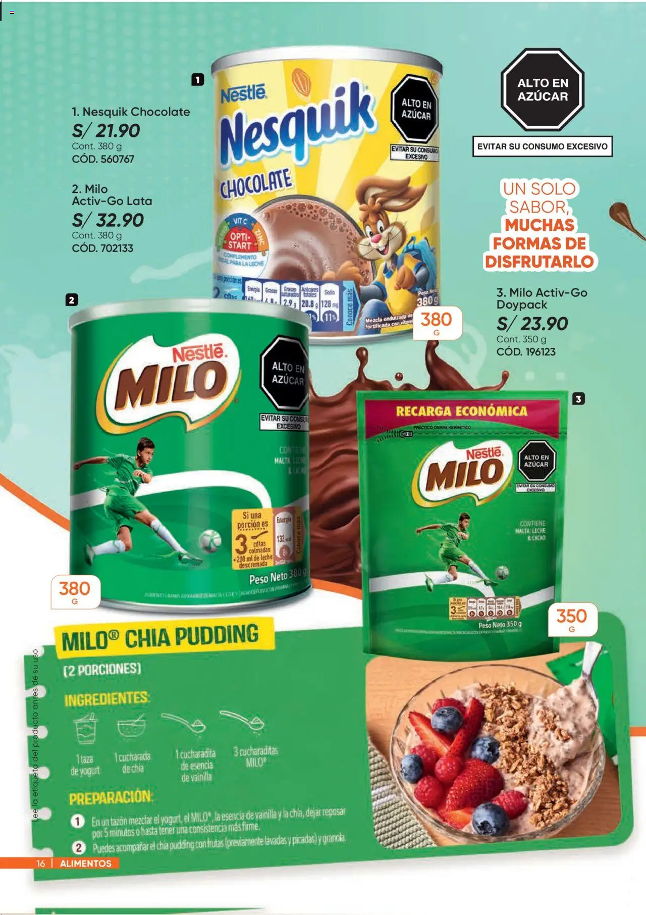 Catálogo Azzorti válido desde 15.09.2025 | Página: 16 | Productos: Leche, Yogurt, Chocolate, Peso