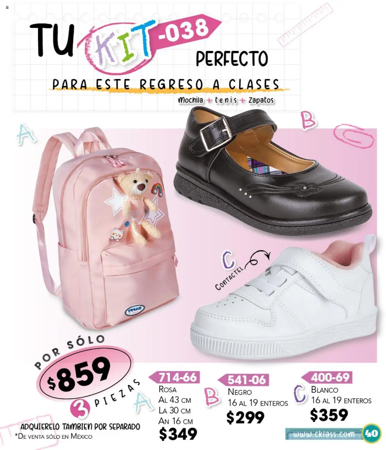 Nuevas ofertas de Cklass válidas en toda la República Mexicana desde el 14.07.2025. ¡Encuentra las mejores ofertas en Cklass catálogo Escolar! | Página: 41 | Productos: Tenis, Zapatos, Mochila
