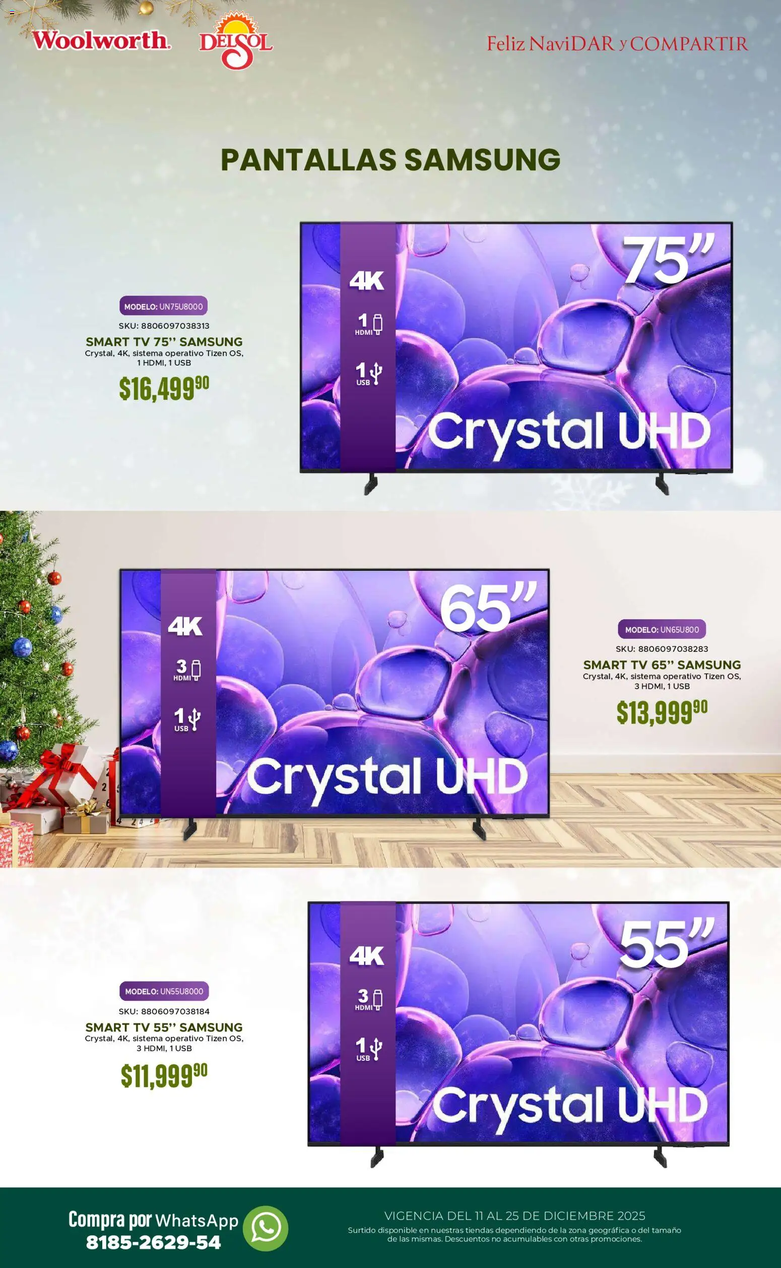 Nuevas ofertas de Del Sol y Woolworth válidas en toda la República Mexicana desde el 11.12.2025. ¡Encuentra las mejores ofertas en Del Sol y Woolworth catálogo! | Página: 17 | Productos: Usb, Pantallas