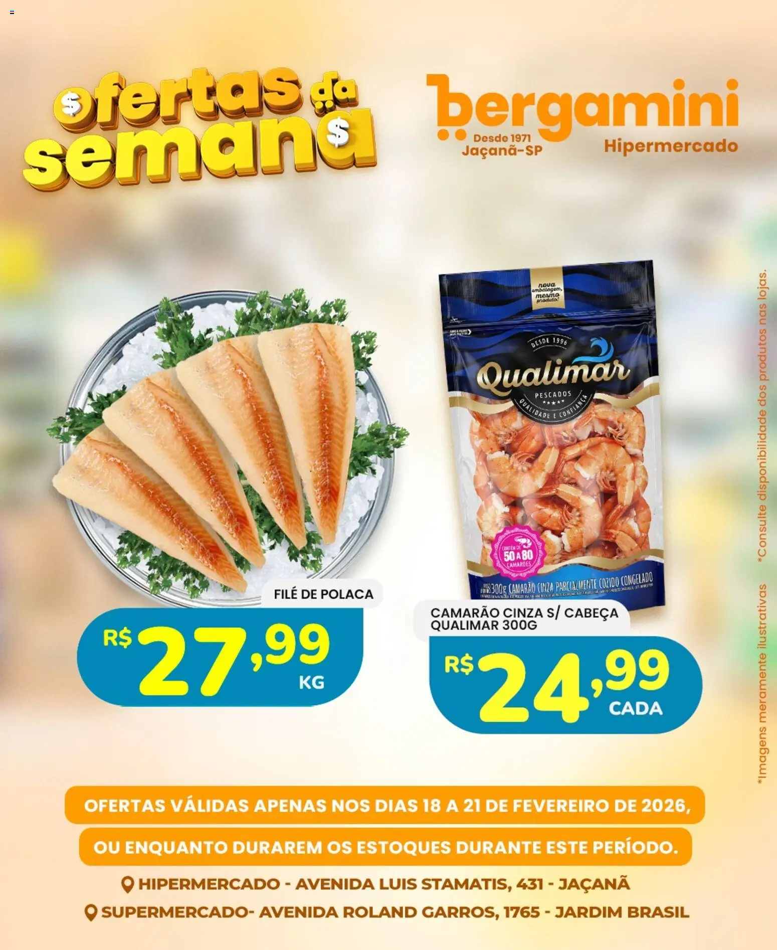 Supermercado Bergamini Folheto - válido de 18.02.2026 | Página: 2 | Produtos: Camarão, File de polaca