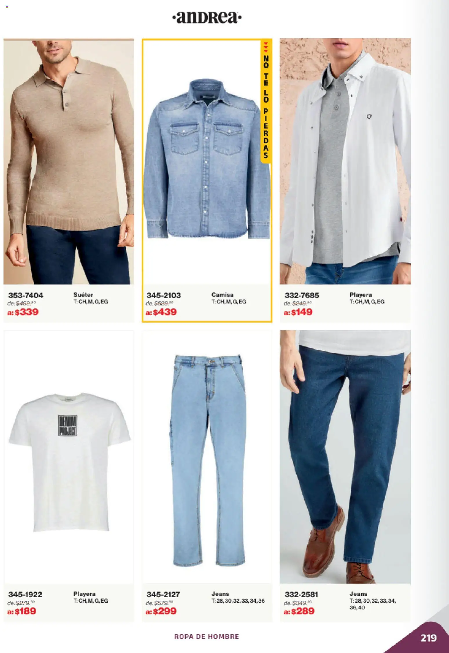 Nuevas ofertas de Andrea válidas en toda la República Mexicana desde el 02.11.2025. ¡Encuentra las mejores ofertas en Andrea catálogo Outlet! | Página: 219 | Productos: Suéter, Camisa, Ropa, Playera