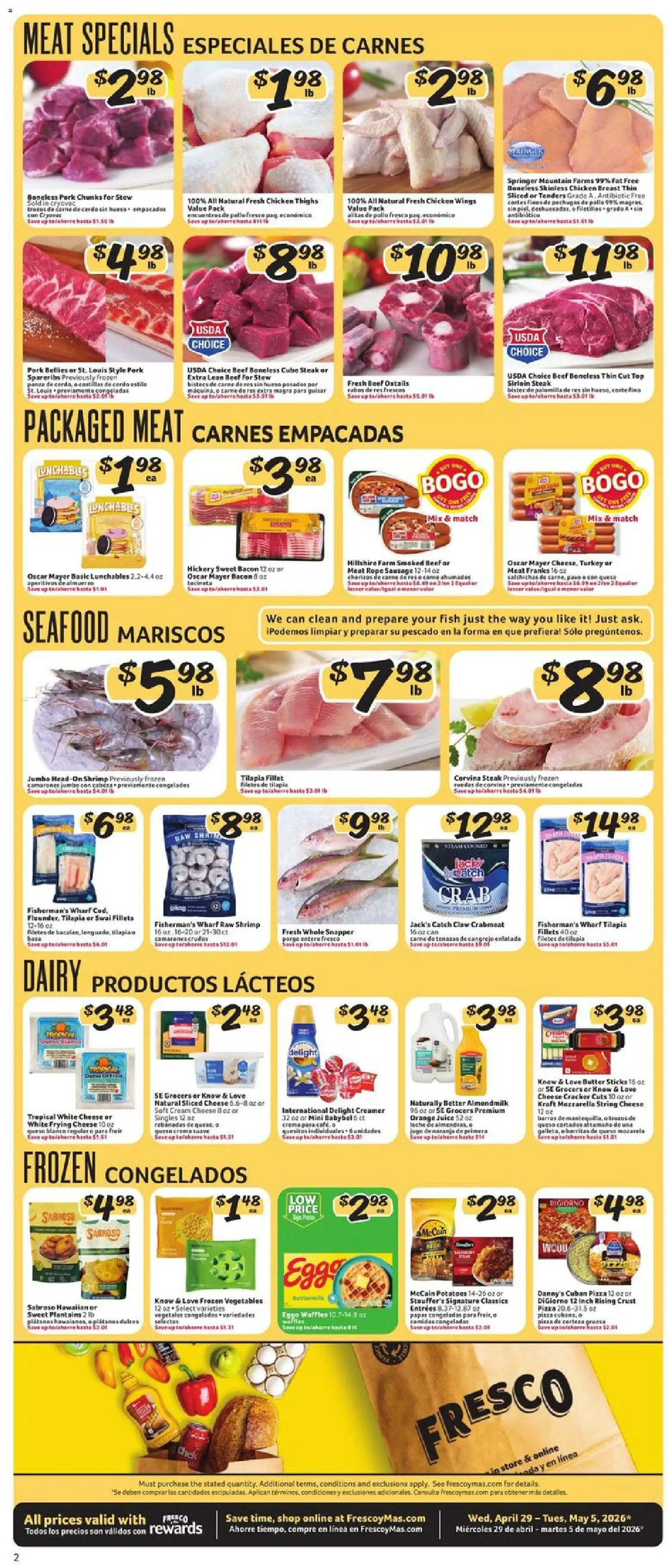 Fresco y Más Weekly Ad - valid from 29.04.2026 | Page: 3 | Products: Pork, Beef, Seafood, Sausage