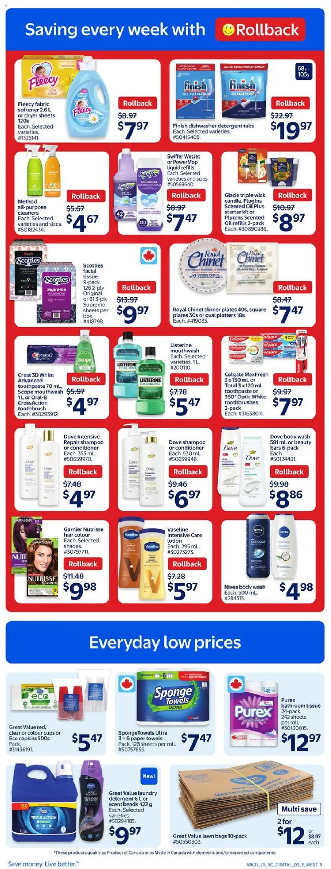 Walmart flyer valid from 09.10.2025 | Page: 10 | Products: Dishwasher, Body wash, Toothpaste, Mouthwash