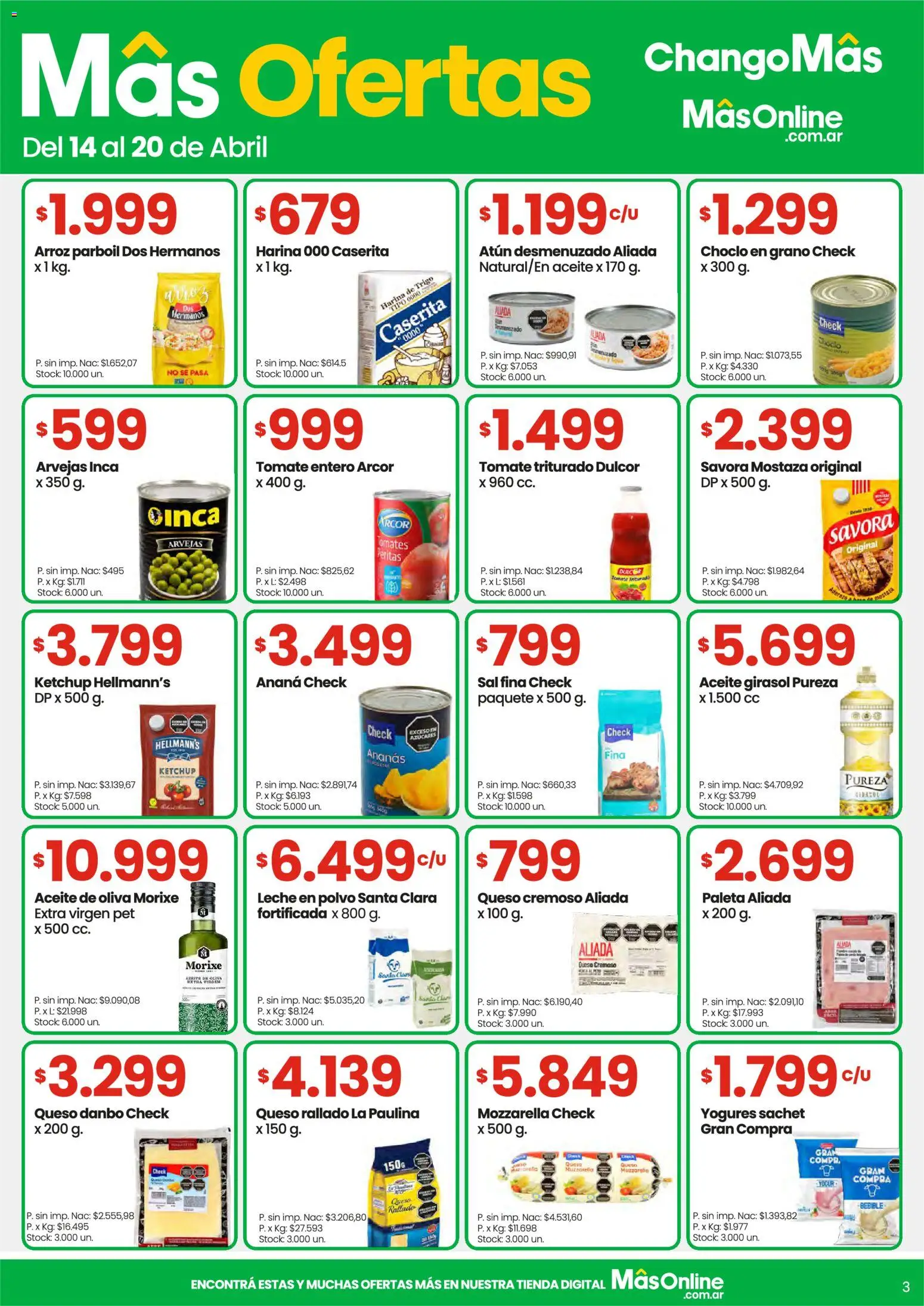 Changomas ofertas │ válido desde el 14.04.2026 | Página: 3 | Productos: Polvo, Ketchup, Tomate, Leche