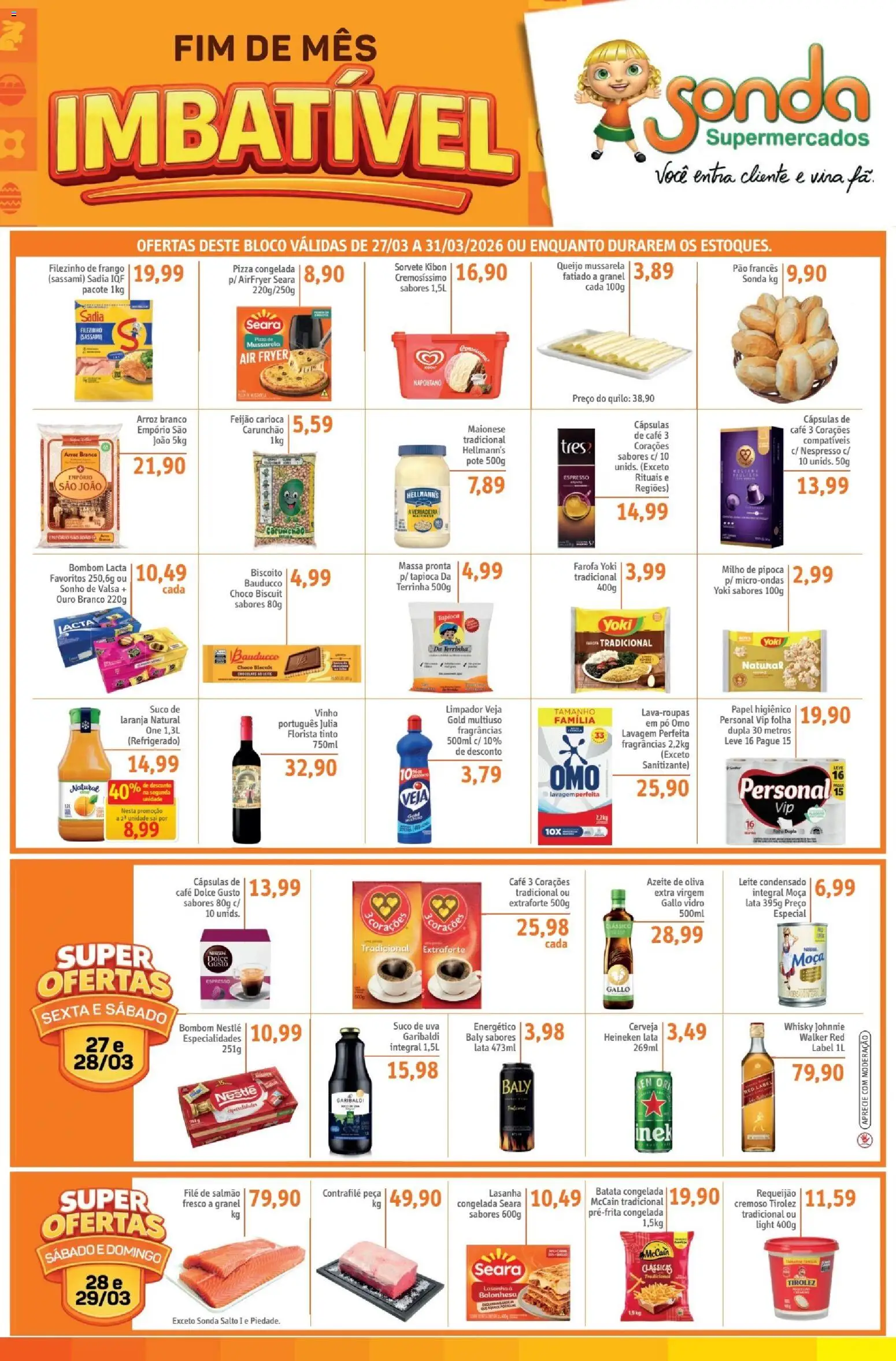 Sonda Folheto - válido de 27.03.2026 | Página: 1 | Produtos: Queijo, Pizza, Farofa, Pão francês