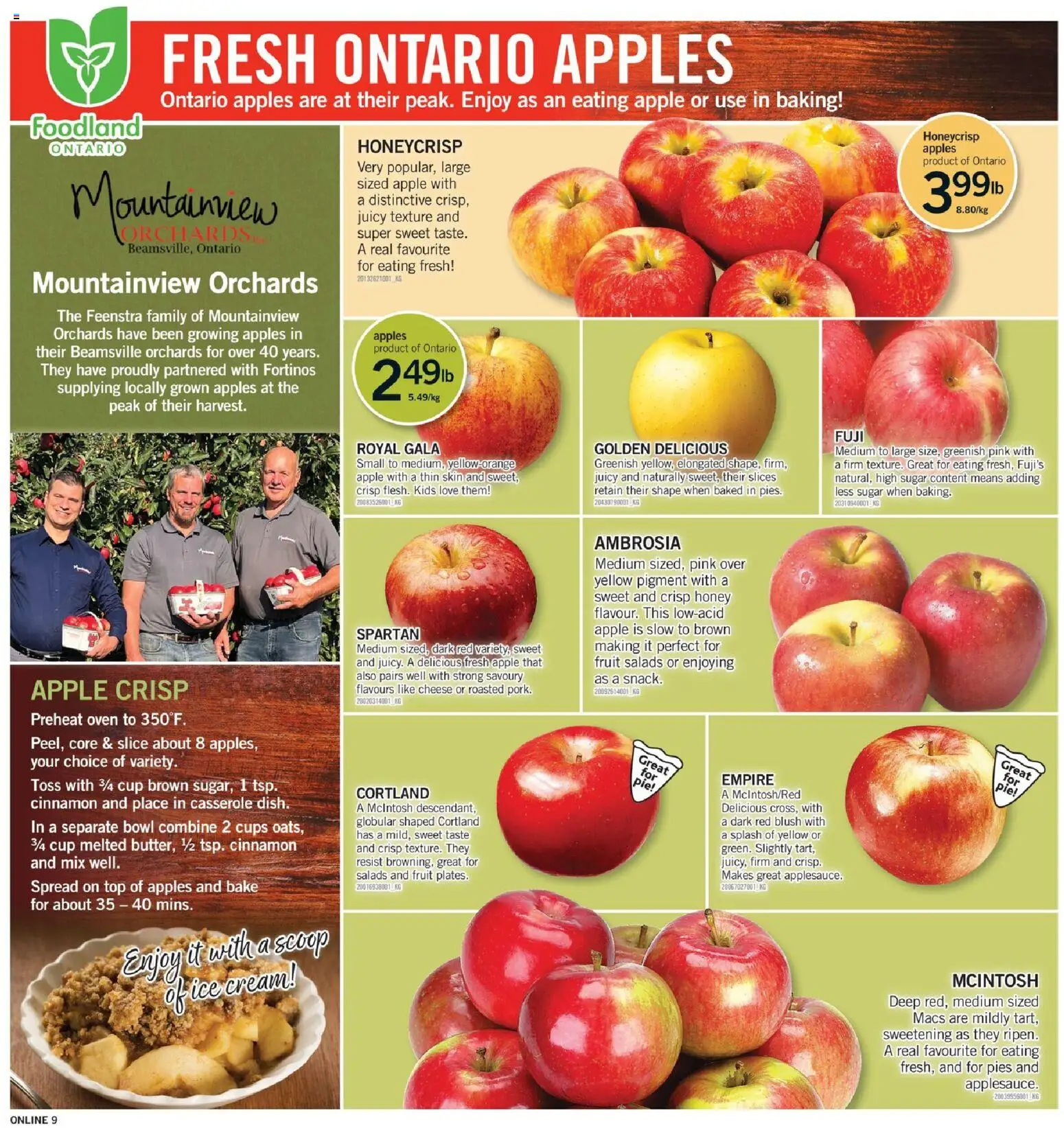 Fortinos flyer valid from 23.10.2025 | Page: 9 | Products: Cream, Ice cream, Oven, Apples