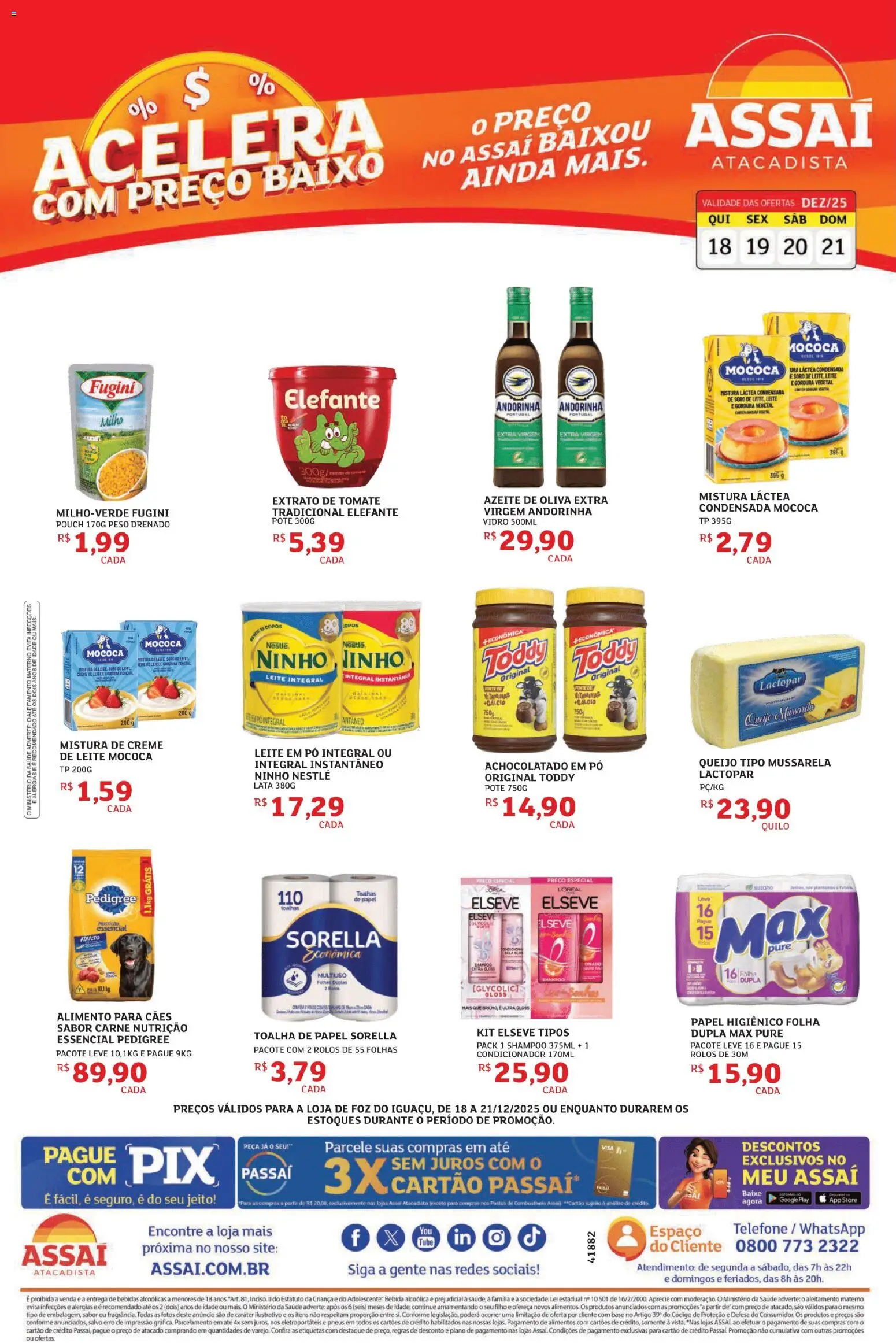 Assaí Atacadista Folheto - válido de 18.12.2025 | Página: 1 | Produtos: Leite, Pneus, Papel higiênico, Leite em pó