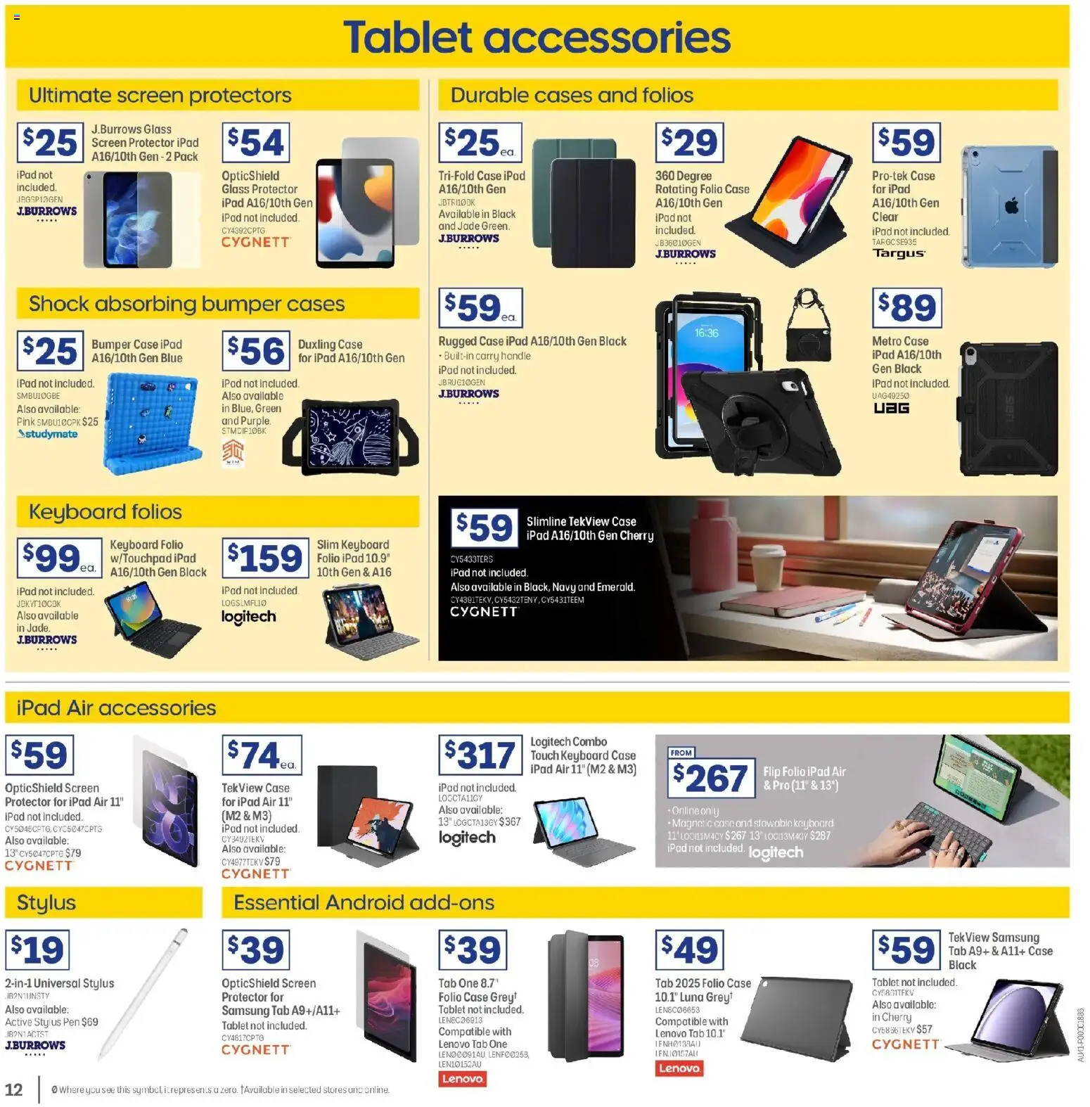 Officeworks catalogue - valid from 01.01.2026 | Page: 12 | Products: Tablet, Keyboard, Case, Screen