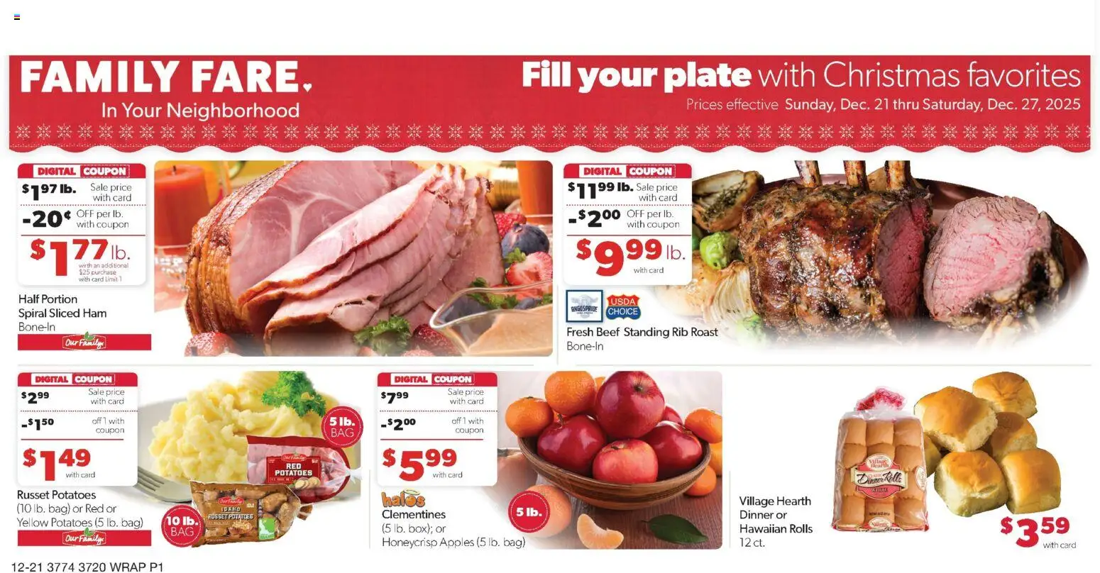 Family Fare Weekly Ad - NE - valid from 21.12.2025 | Page: 2 | Products: Ham, Apples, Potatoes, Bag