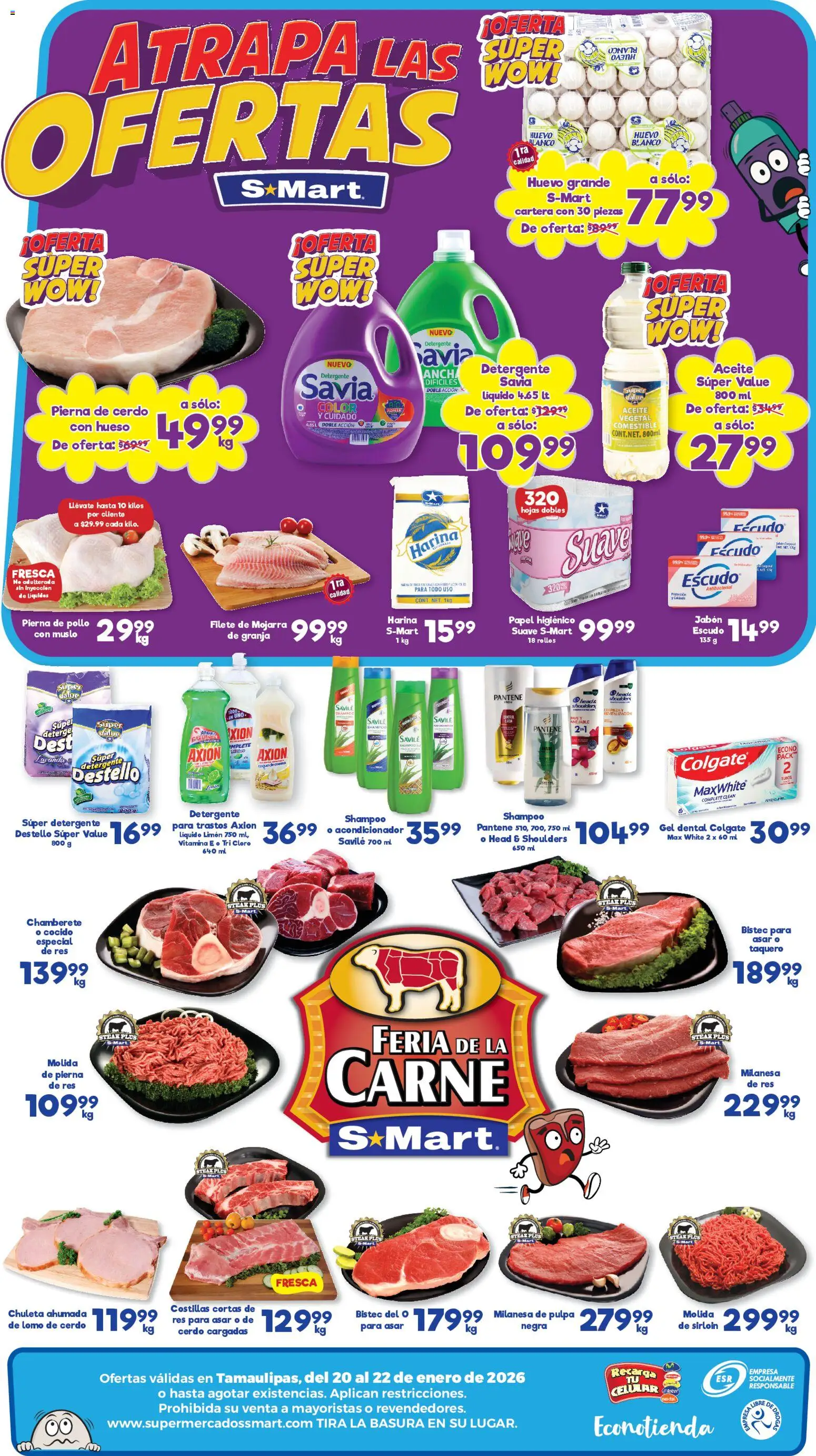 Nuevas ofertas de S-Mart válidas en toda la República Mexicana desde el 20.01.2026. ¡Encuentra las mejores ofertas en S-Mart folleto Matamoros! | Página: 2 | Productos: Pollo, Aceite, Papel higiénico, Acondicionador