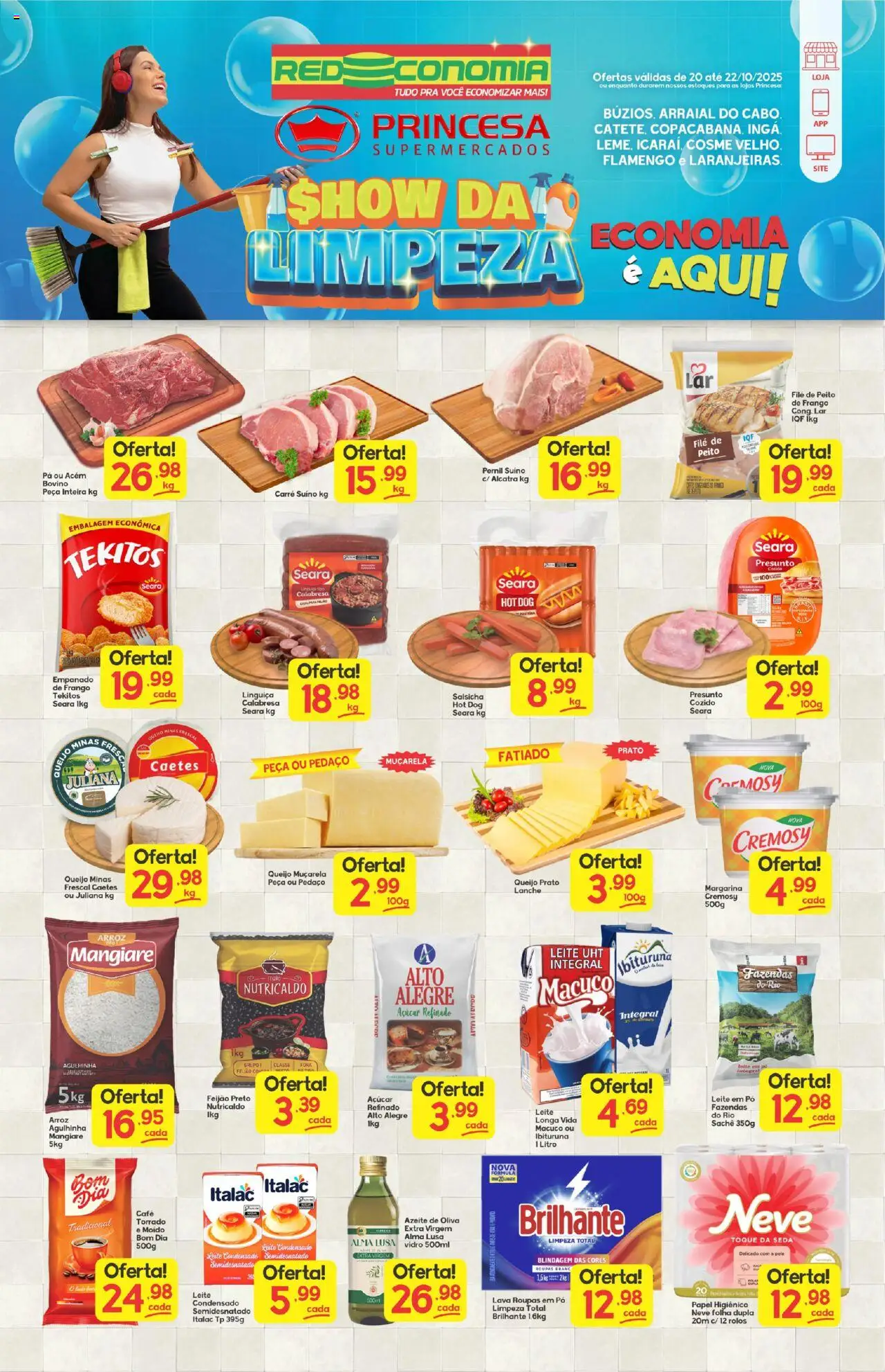 Princesa Folheto - válido de 20.10.2025 | Página: 1 | Produtos: Feijão, Café, Muçarela, Peito de frango