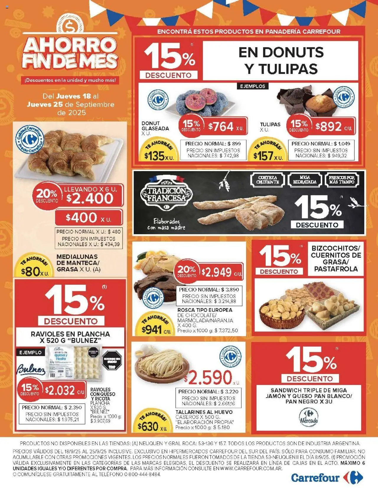 Carrefour ofertas - Comodoro │ válido desde el 18.09.2025 | Página: 4 | Productos: Teléfono, Panadería, Pan, Jamón