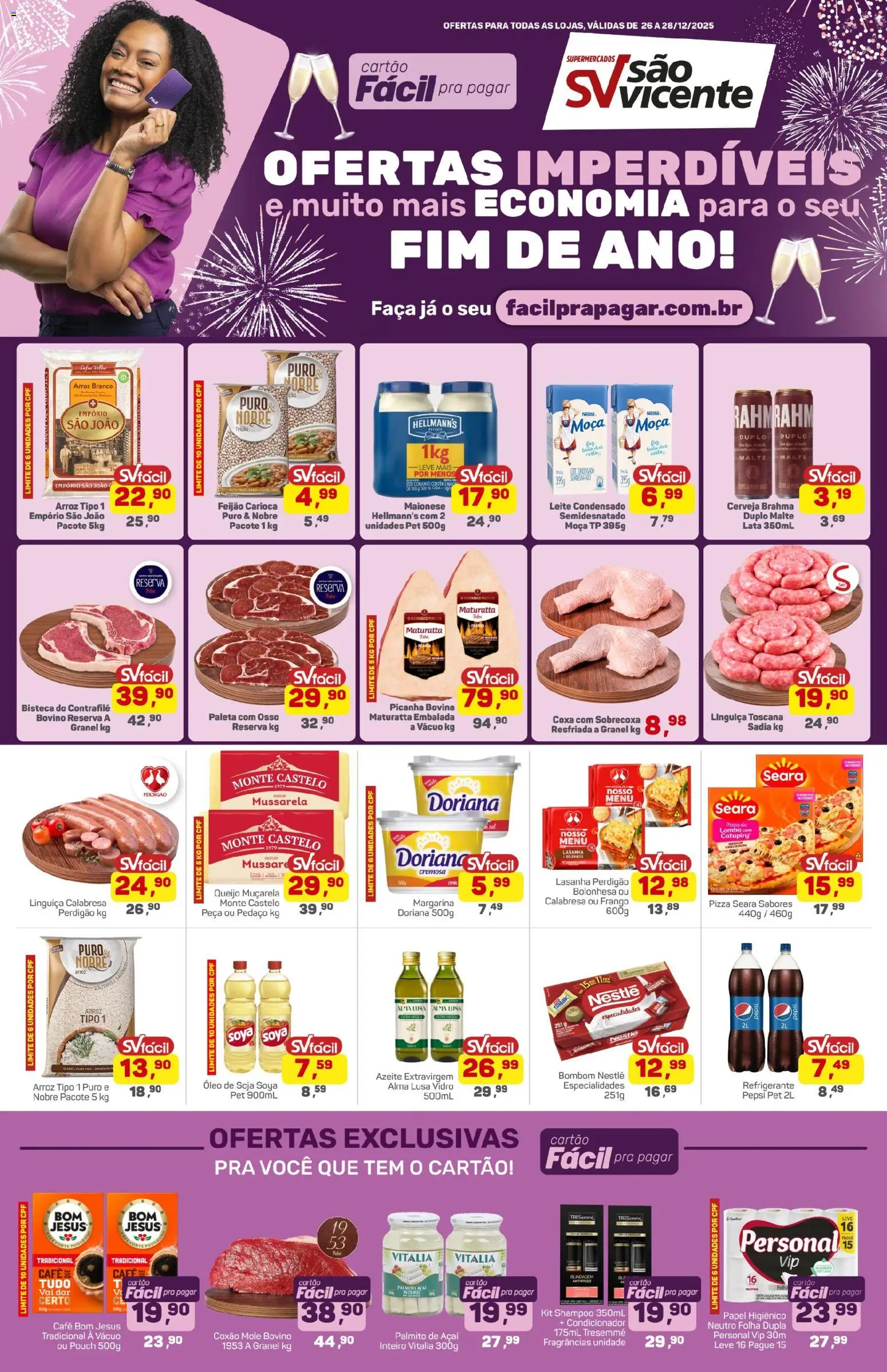 Supermercados São Vicente Folheto - válido de 26.12.2025 | Página: 1 | Produtos: Doriana, Leite, Faca, Refrigerante