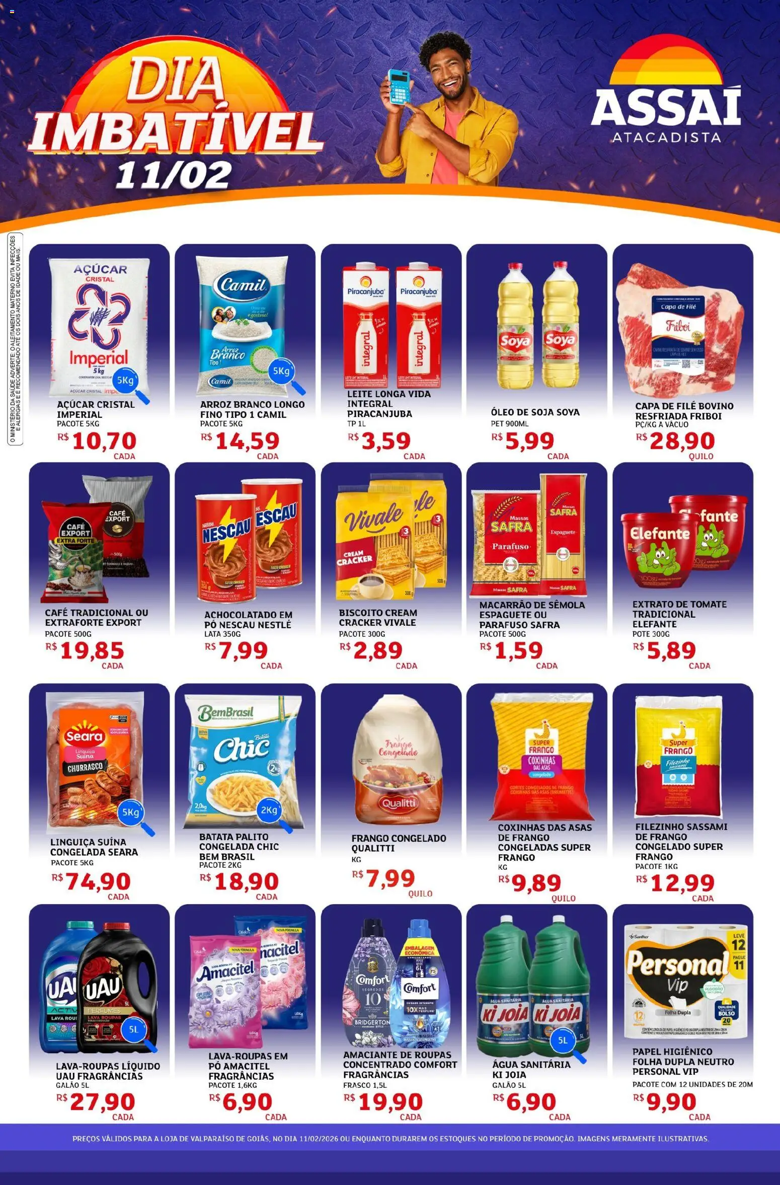 Assaí Atacadista Folheto - válido de 11.02.2026 | Página: 1 | Produtos: Perfume, Pó, Biscoito, Soja