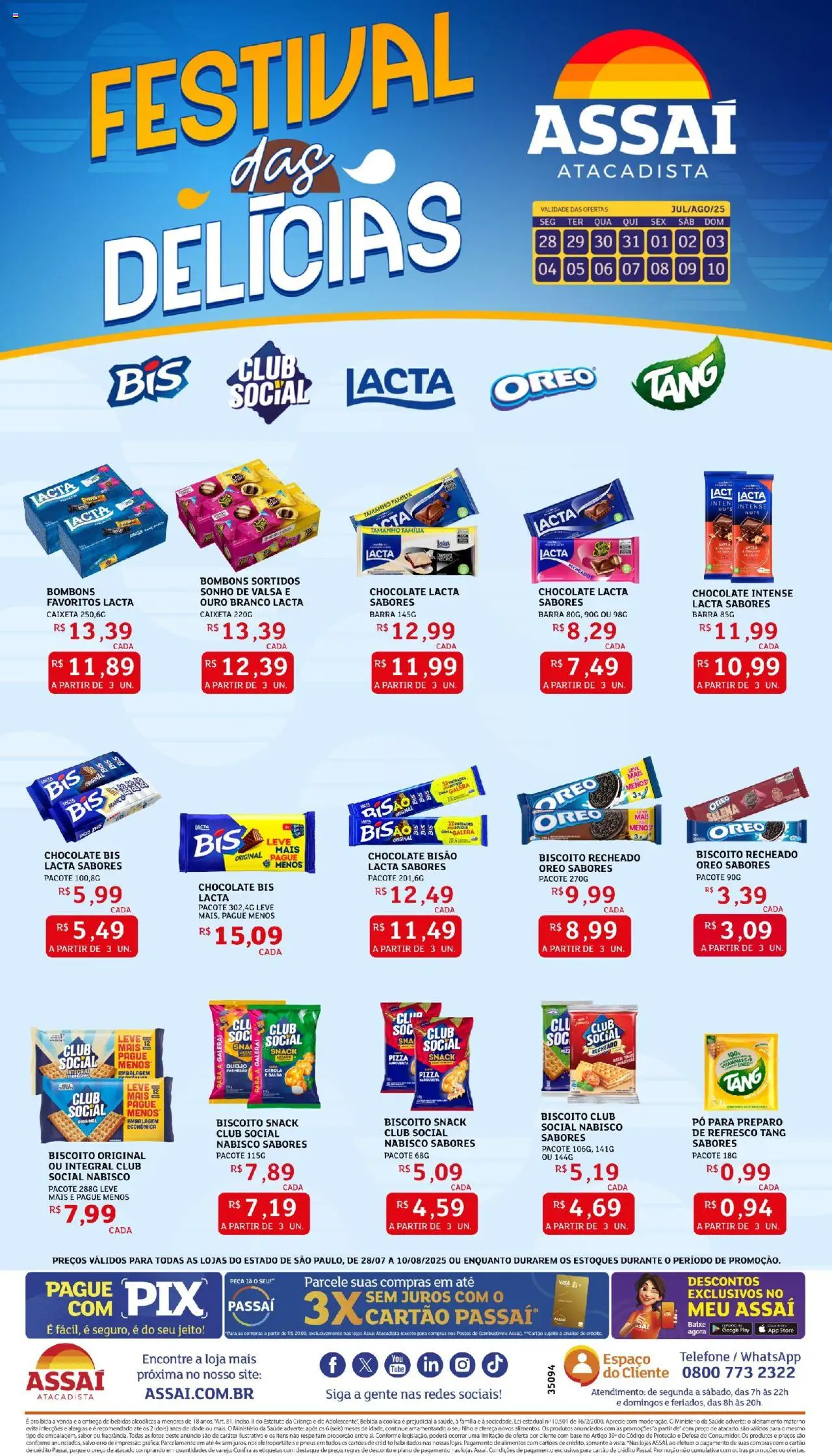 Assaí Atacadista Folheto - válido de 28.07.2025 | Página: 1 | Produtos: Cebola, Pneus, Telefone, Biscoito recheado
