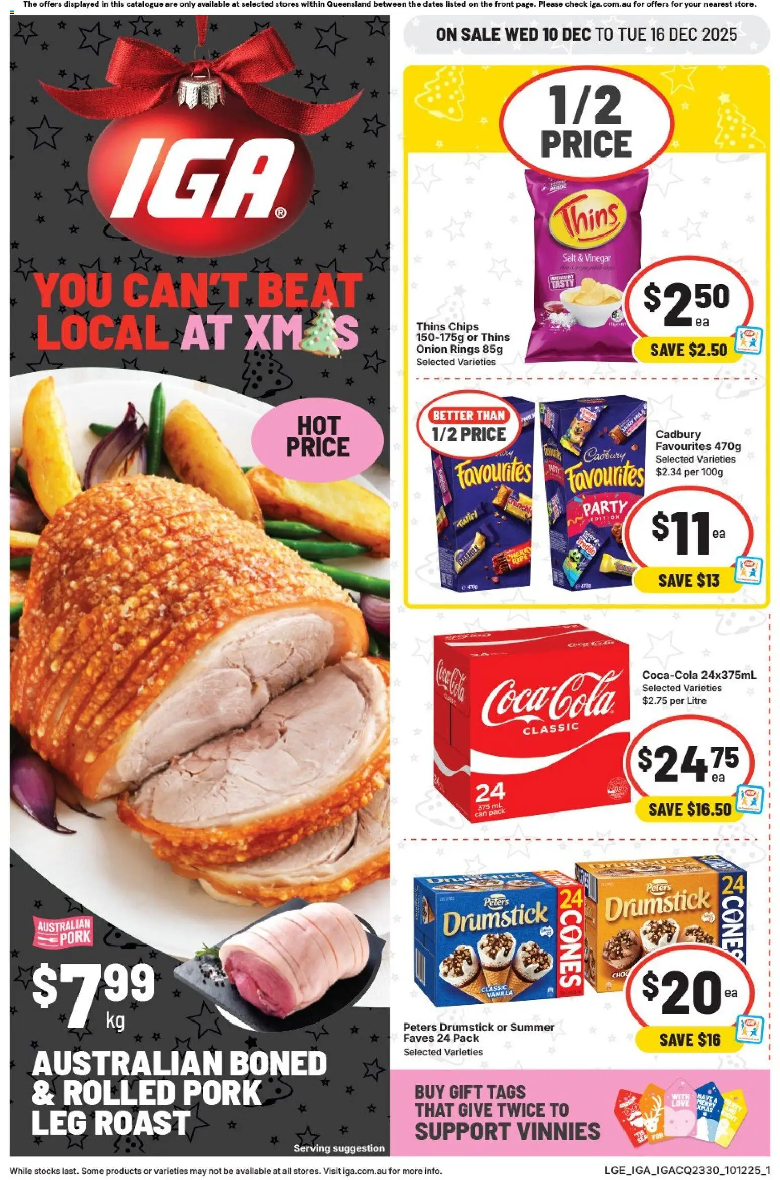 IGA catalogue - valid from 10.12.2025 | Page: 1 | Products: Pork, Chips, Salt, Vinegar