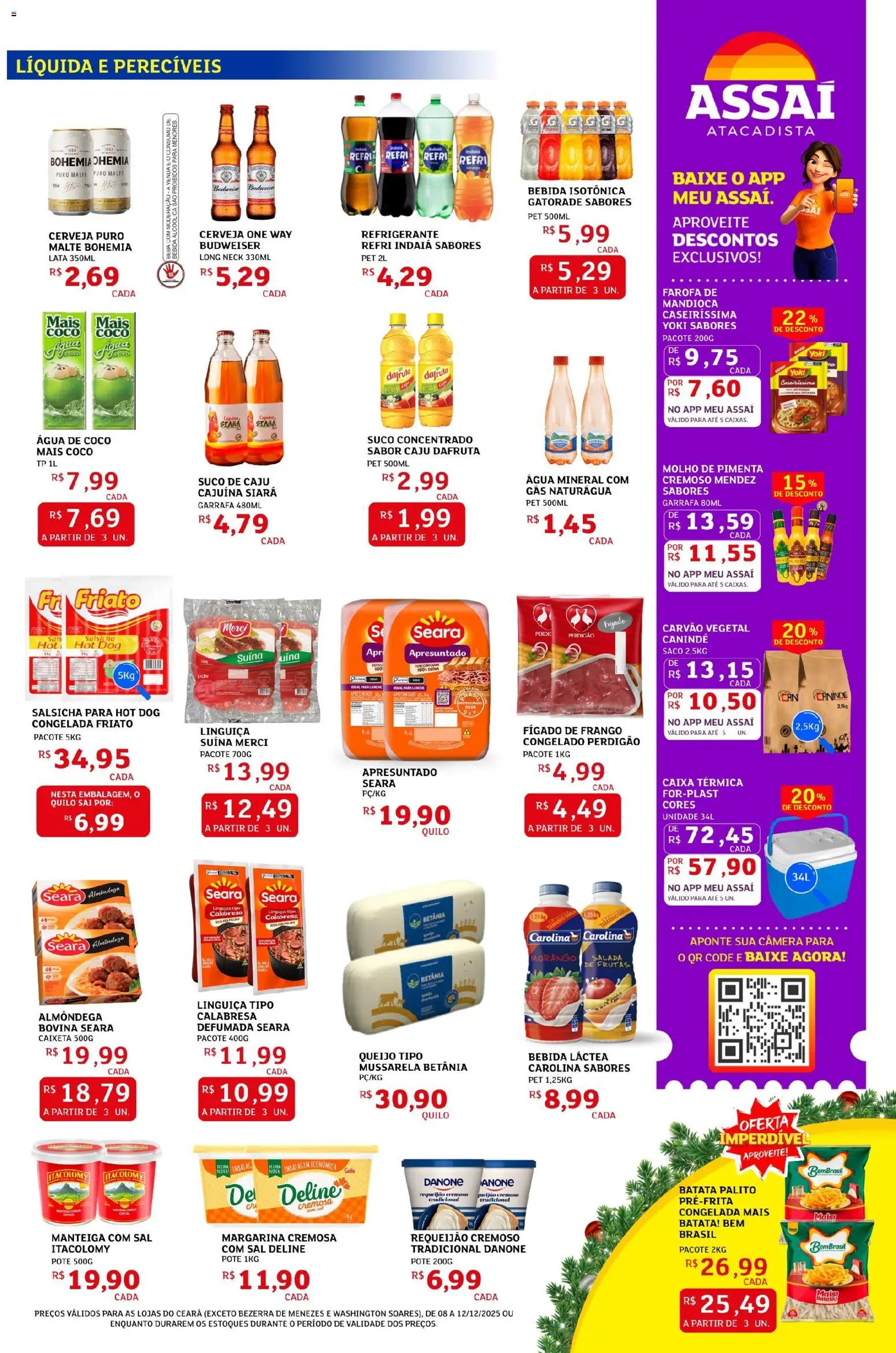 Assaí Atacadista Folheto - válido de 08.12.2025 | Página: 3 | Produtos: Caju, Mandioca, Queijo, Cerveja