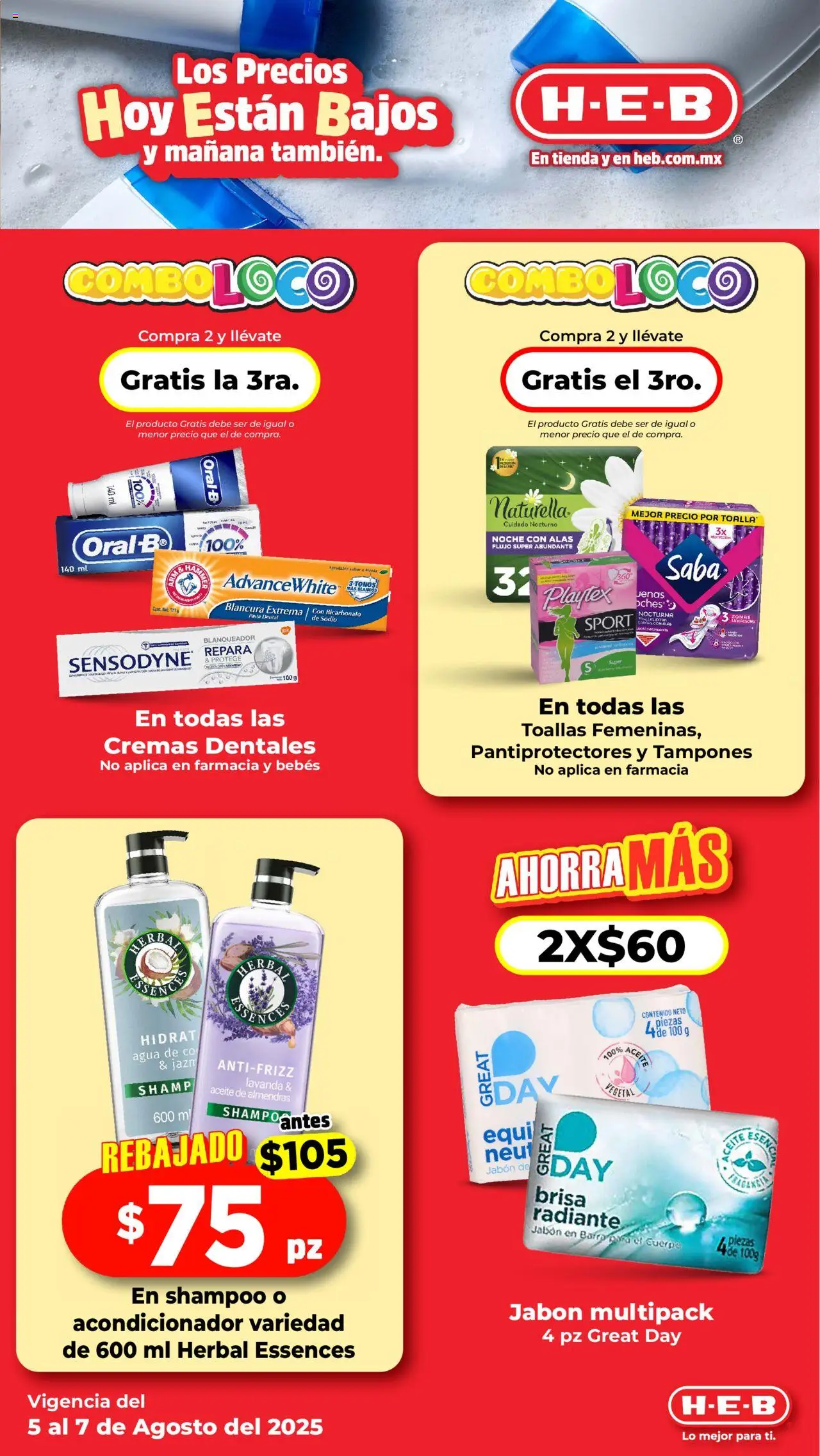 Nuevas ofertas de H-E-B válidas en toda la República Mexicana desde el 05.08.2025. ¡Encuentra las mejores ofertas en H-E-B folleto! | Página: 10 | Productos: Aceite, Tampones, Toallas, Acondicionador