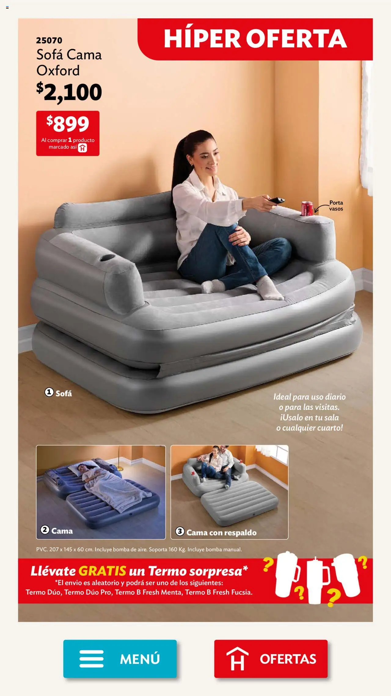 Nuevas ofertas de Betterware válidas en toda la República Mexicana desde el 29.09.2025. ¡Encuentra las mejores ofertas en Betterware - Campaña 10 2025! | Página: 7 | Productos: Sofá, Cama, Vasos, Termo