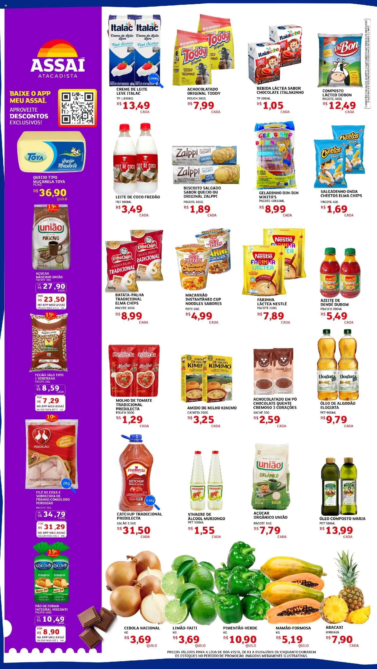 Assaí Atacadista Folheto - válido de 01.04.2026 | Página: 2 | Produtos: Amido de milho, Óleo, Pão, Carne