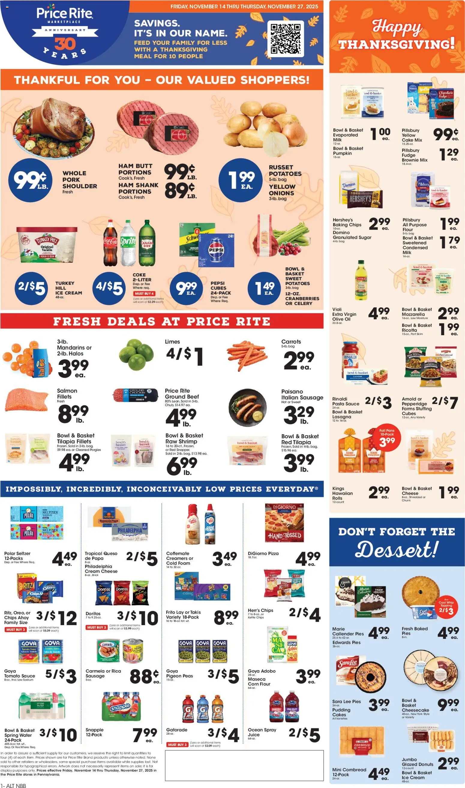 Price Rite Weekly Ad - valid from 14.11.2025 | Page: 1 | Products: Cheese, Oil, Bag, Kettle