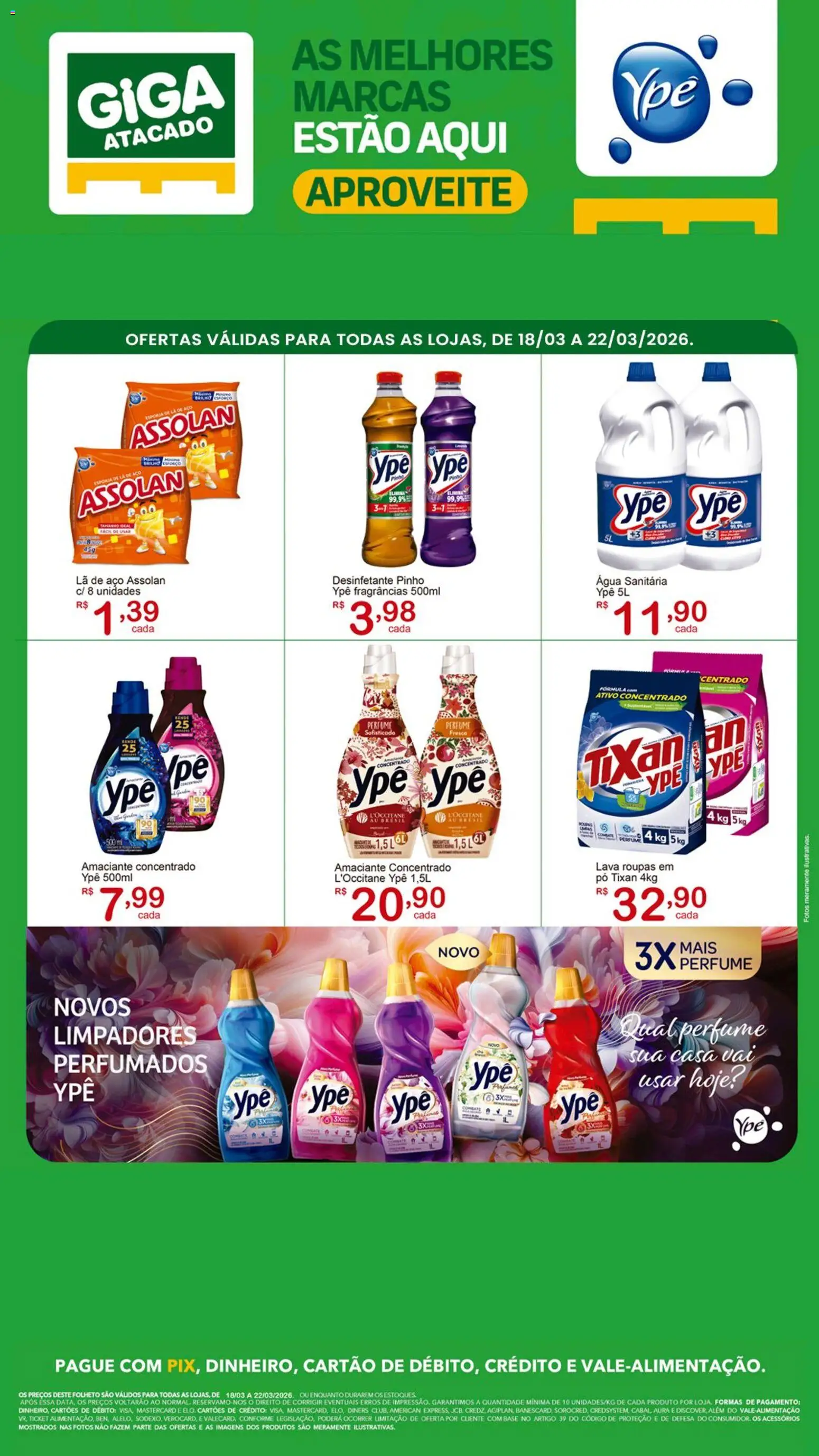 GIGA Atacado Folheto - válido de 18.03.2026 | Página: 1 | Produtos: Perfume, Pó, Desinfetante, Água sanitária