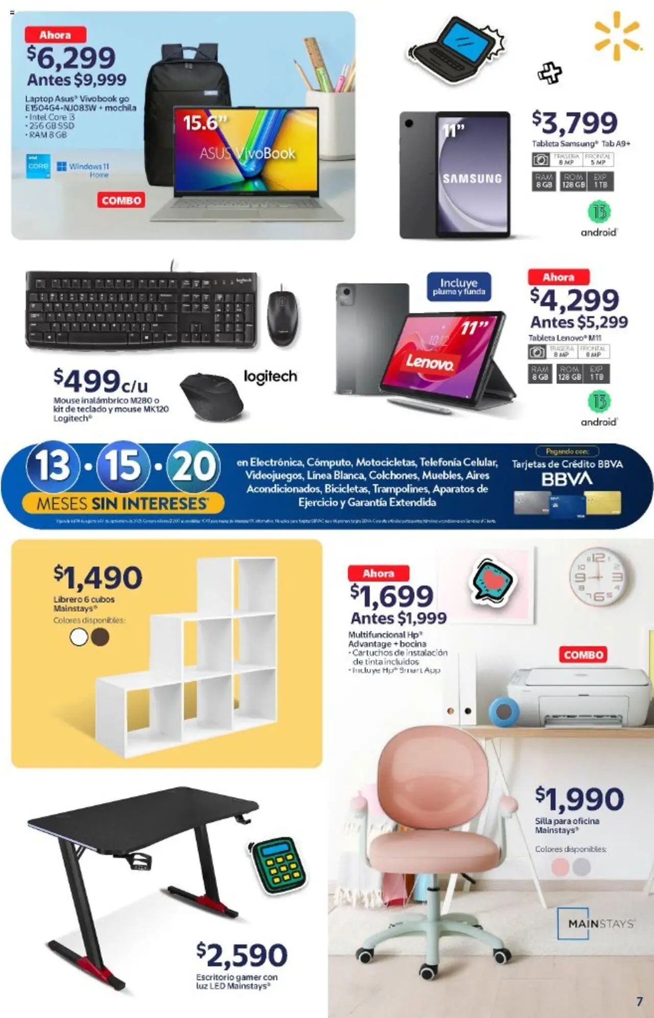 Nuevas ofertas de Walmart válidas en toda la República Mexicana desde el 20.08.2025. ¡Encuentra las mejores ofertas en Walmart - Folleto Regreso a Clases! | Página: 7 | Productos: Funda, Bocina, Escritorio, Teclado