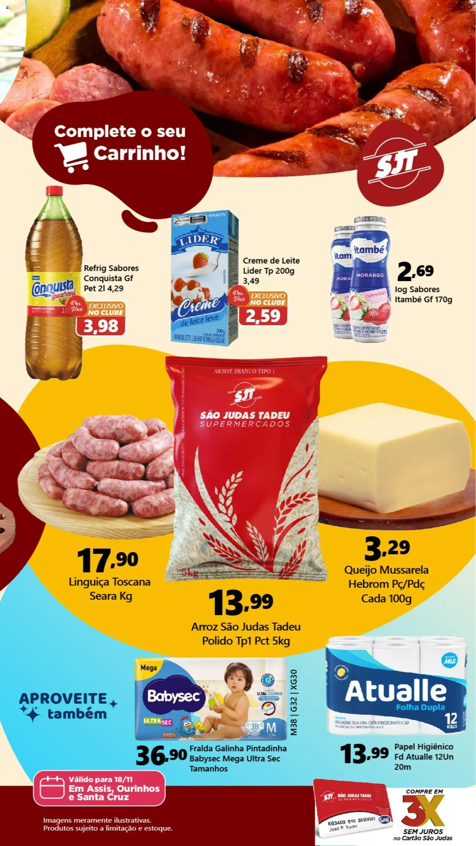 São Judas Tadeu Folheto - válido de 18.11.2025 | Página: 2 | Produtos: Leite, Arroz, Creme, Mussarela