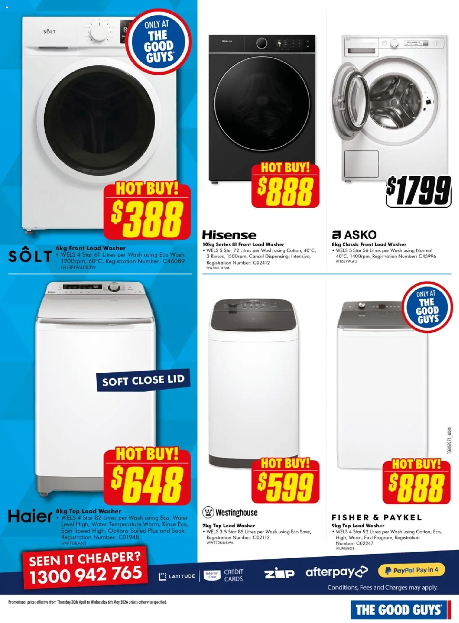 The Good Guys catalogue - valid from 29.04.2026 | Page: 14 | Products: Water, Washer