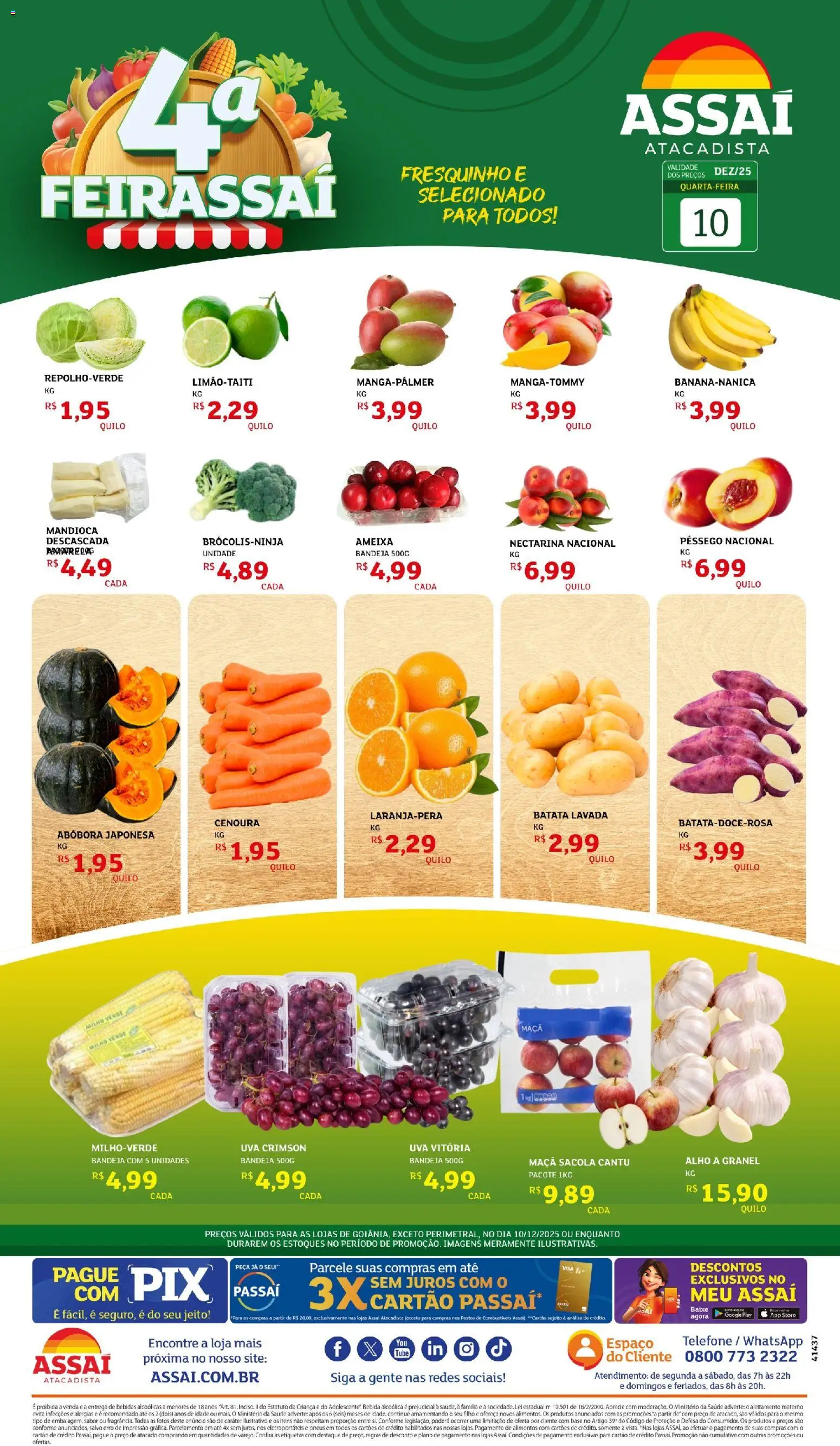 Assaí Atacadista Folheto - válido de 10.12.2025 | Página: 1 | Produtos: Alho, Base, Batata, Telefone