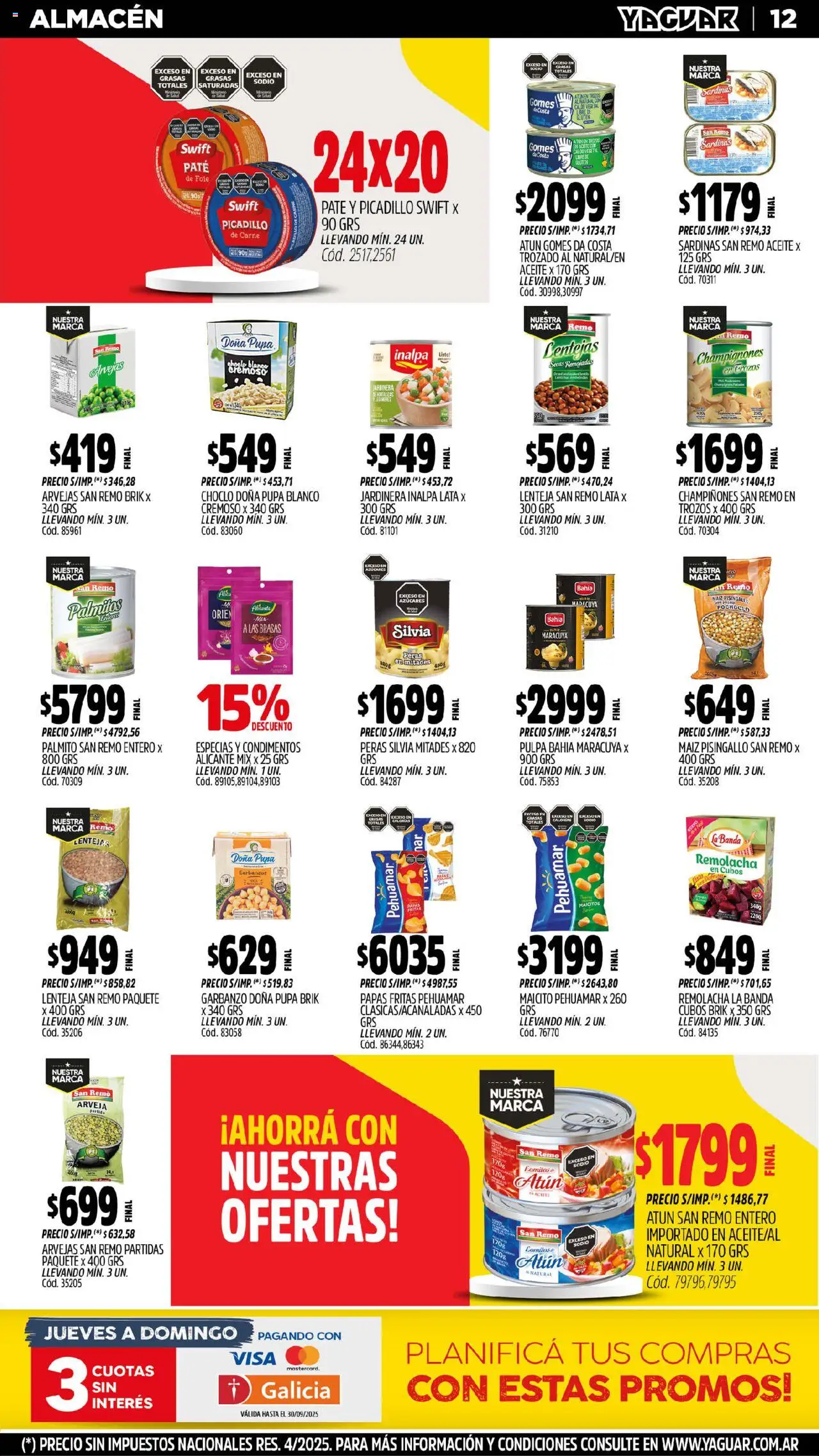 Yaguar catálogo │ válido desde el 15.09.2025 | Página: 14 | Productos: Lentejas, Atún, Paté, Picadillo
