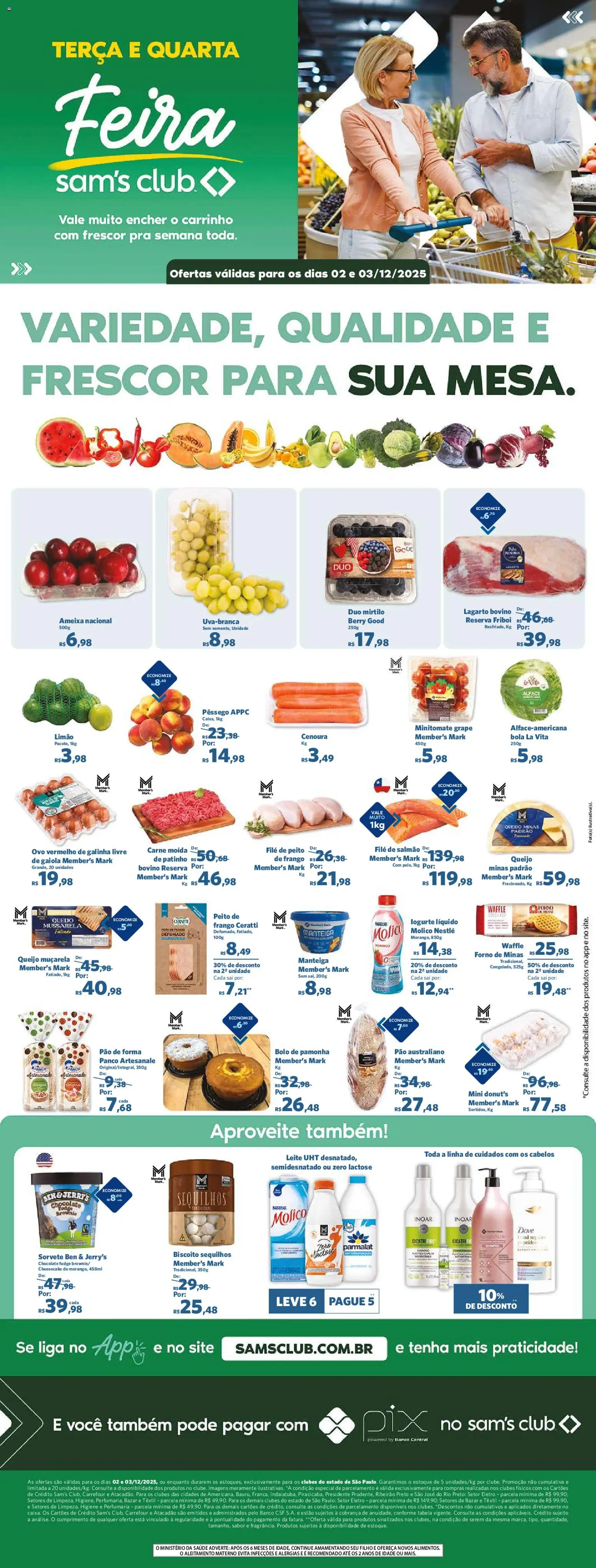 Sam's Club Folheto - válido de 02.12.2025 | Página: 1 | Produtos: Leite, Pão, Carrinho, Carne moída
