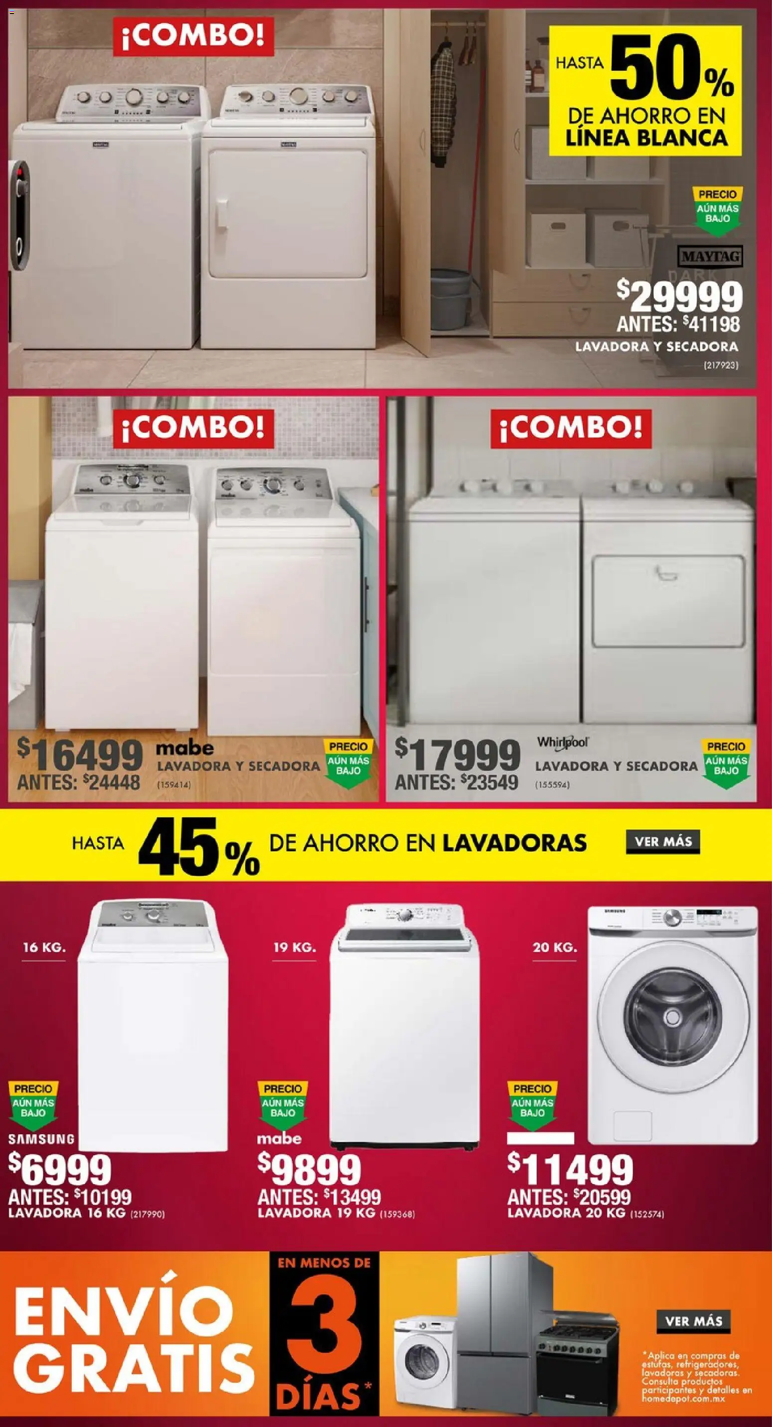 Nuevas ofertas de Home Depot válidas en toda la República Mexicana desde el 20.11.2025. ¡Encuentra las mejores ofertas en Home Depot catálogo! | Página: 2 | Productos: Secadora, Lavadora