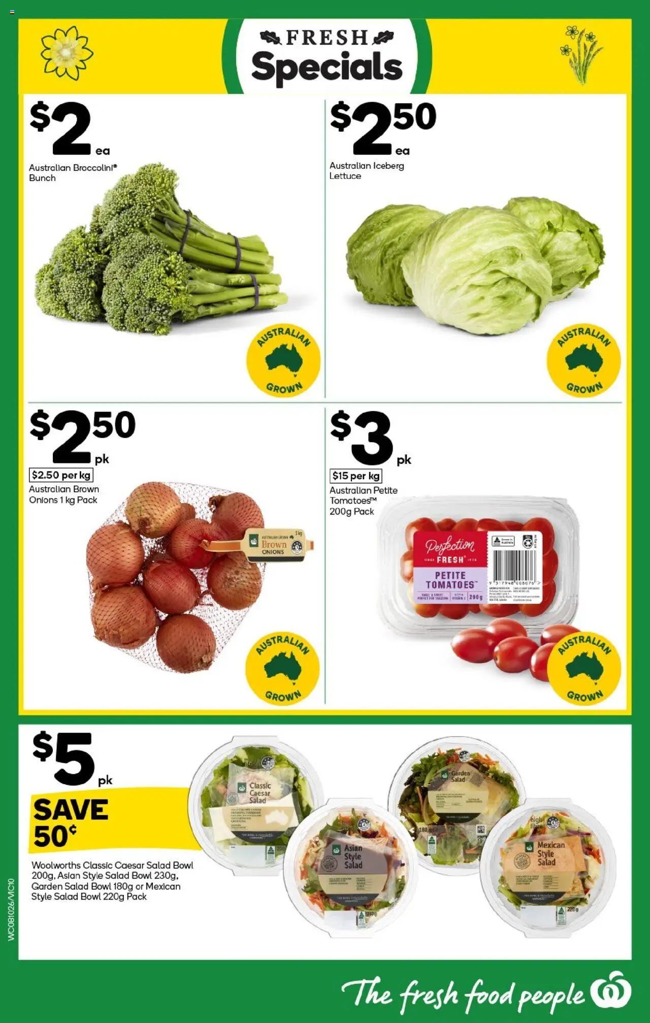 Woolworths catalogue - valid from 08.10.2025 | Page: 10 | Products: Lettuce, Tomatoes, Salad, Onions